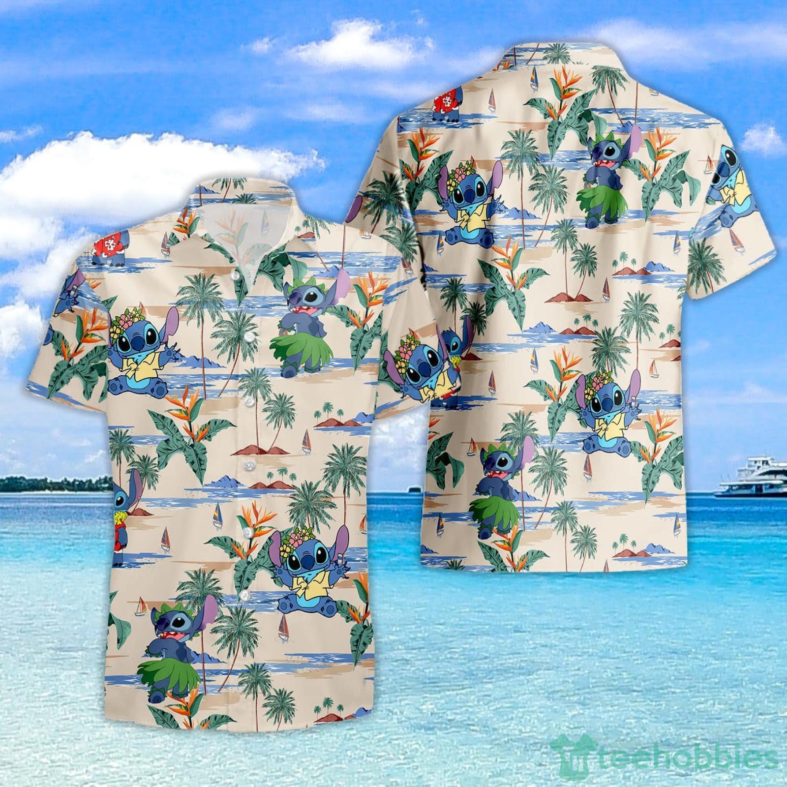 Floral Lilo And Stitch Hibiscus Aloha Shirt Hawaiian Shirt - Binteez