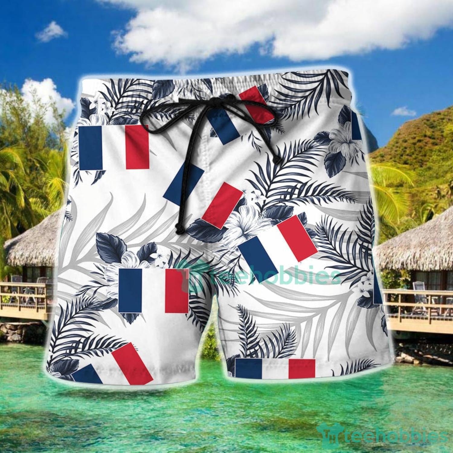 France National Soccer Team Qatar World Cup 2022 Season Winter World Cup Hawaiian Shirt And Short For Fans image France National Soccer Team Qatar World Cup 2022 Season Winter World Cup Hawaiian Shirt And Short For Fans Product Photo 2