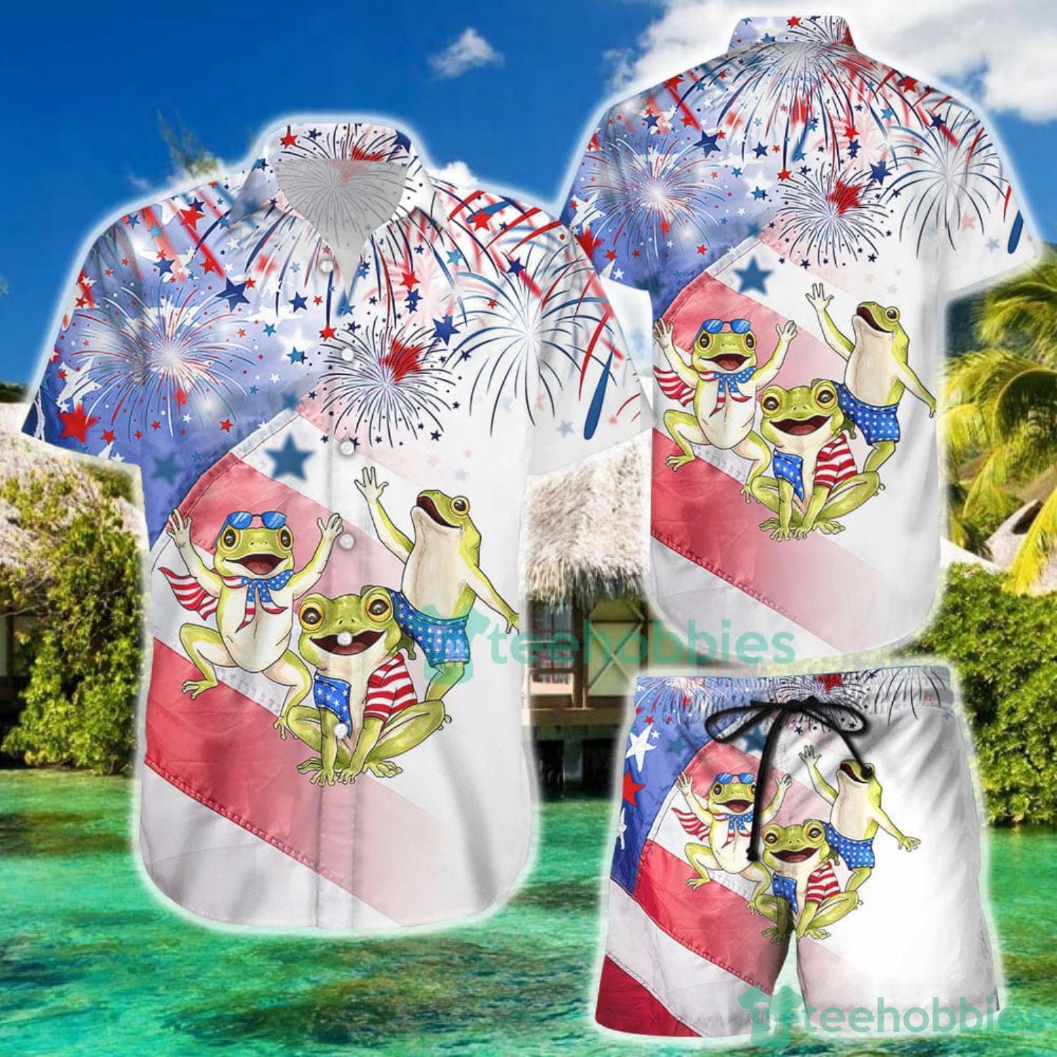 Frog Hawaiian Shirt Frogs With Firework 4th Of July Independence