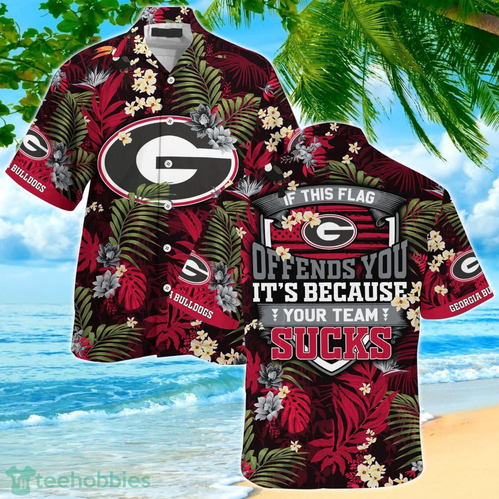 Georgia Bulldogs If This Flag Offends You Tropical Patterns Hawaiian Shirt And Short Product Photo 1 Georgia Bulldogs If This Flag Offends You Tropical Patterns Hawaiian Shirt And Short Product Photo 1