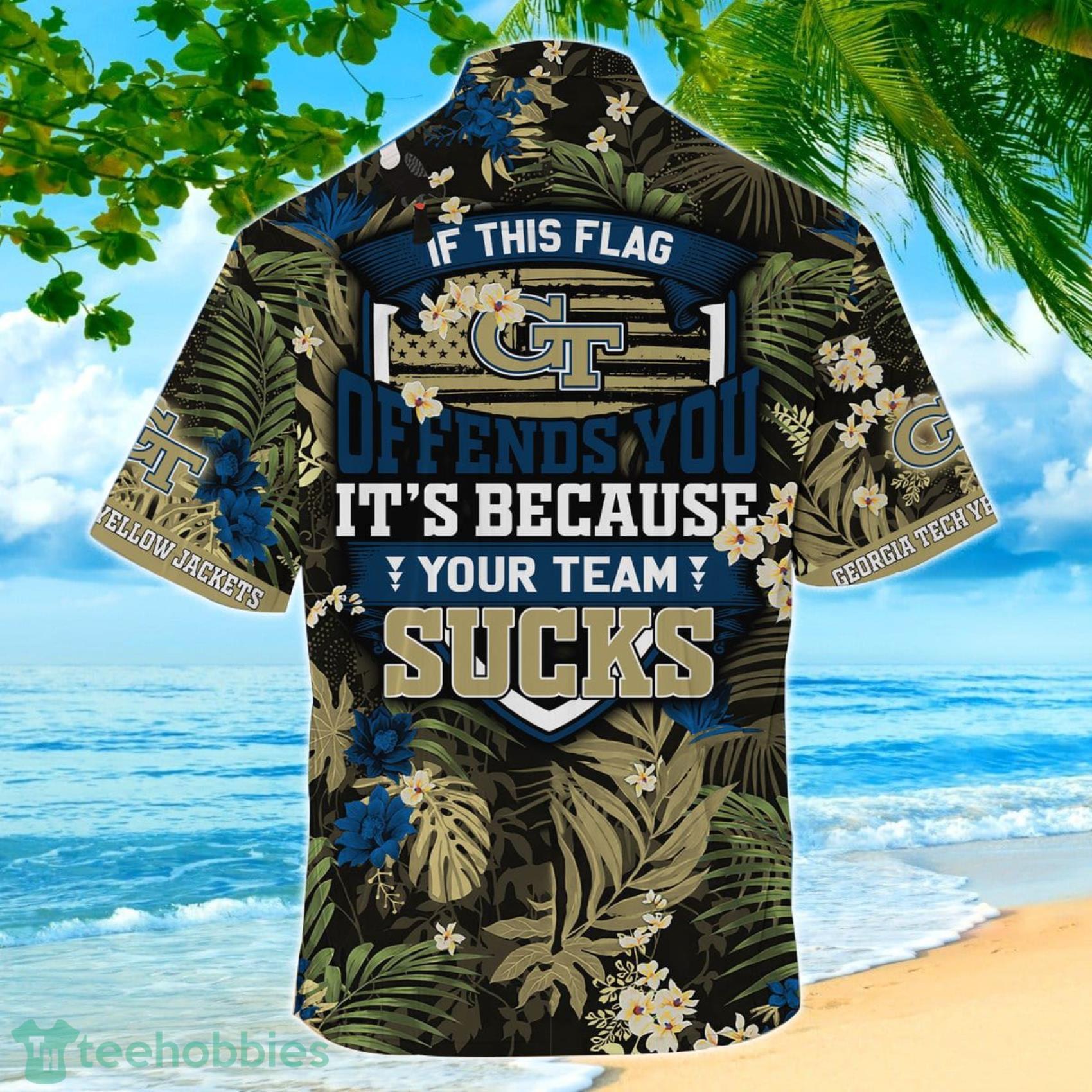 Georgia Tech Yellow Jackets If This Flag Offends You Tropical Patterns Hawaiian Shirt And Short Product Photo 3 Georgia Tech Yellow Jackets If This Flag Offends You Tropical Patterns Hawaiian Shirt And Short Product Photo 3
