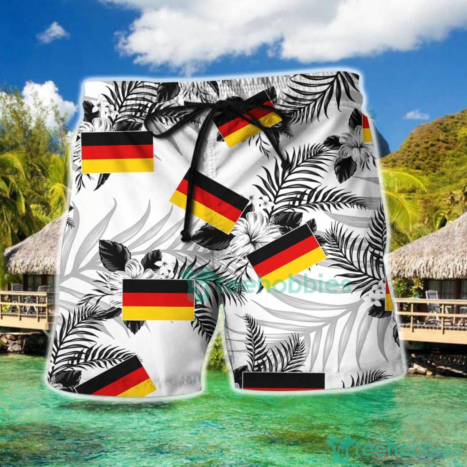 Germany National Soccer Team Qatar World Cup 2022 Season Winter World Cup Hawaiian Shirt And Short For Fans image Germany National Soccer Team Qatar World Cup 2022 Season Winter World Cup Hawaiian Shirt And Short For Fans Product Photo 2
