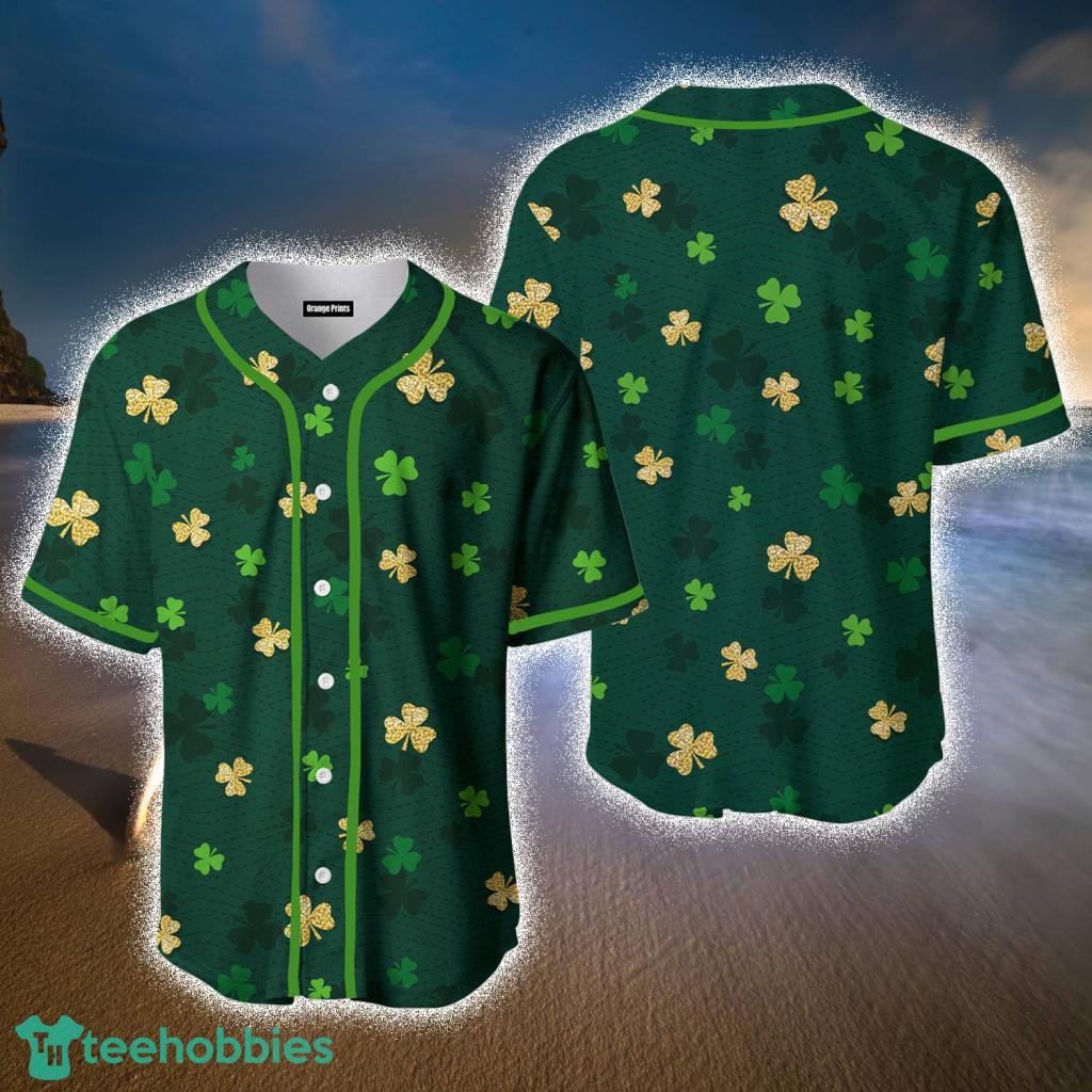 Gold And Green Shamrock Saint Patrick’S Day Baseball Jerseys For Men And Women - Gold And Green Shamrock Saint Patrick’S Day Baseball Jerseys For Men And Women