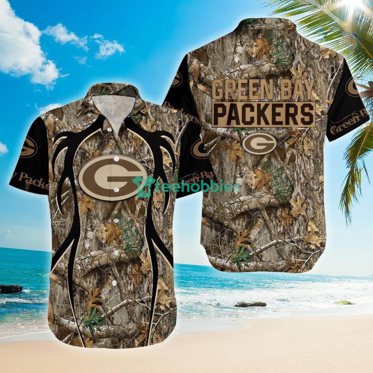 Green Bay Packers Hunting Lover Gift For Father's Day Hawaiian Shirt image Green Bay Packers Hunting Lover Gift For Father's Day Hawaiian Shirt Product Photo 1