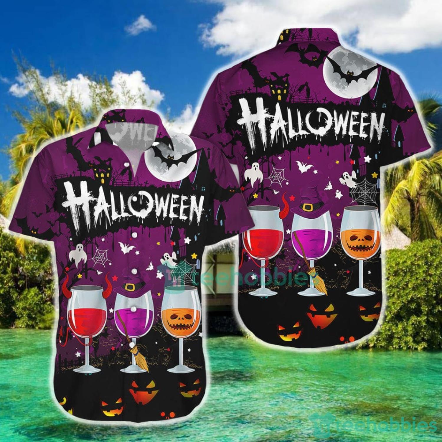 Funny Custom Face Halloween Zombie Skin Purple Hawaiian Plus Size Shirt For  Women - VinCo Hawaiian Shirts