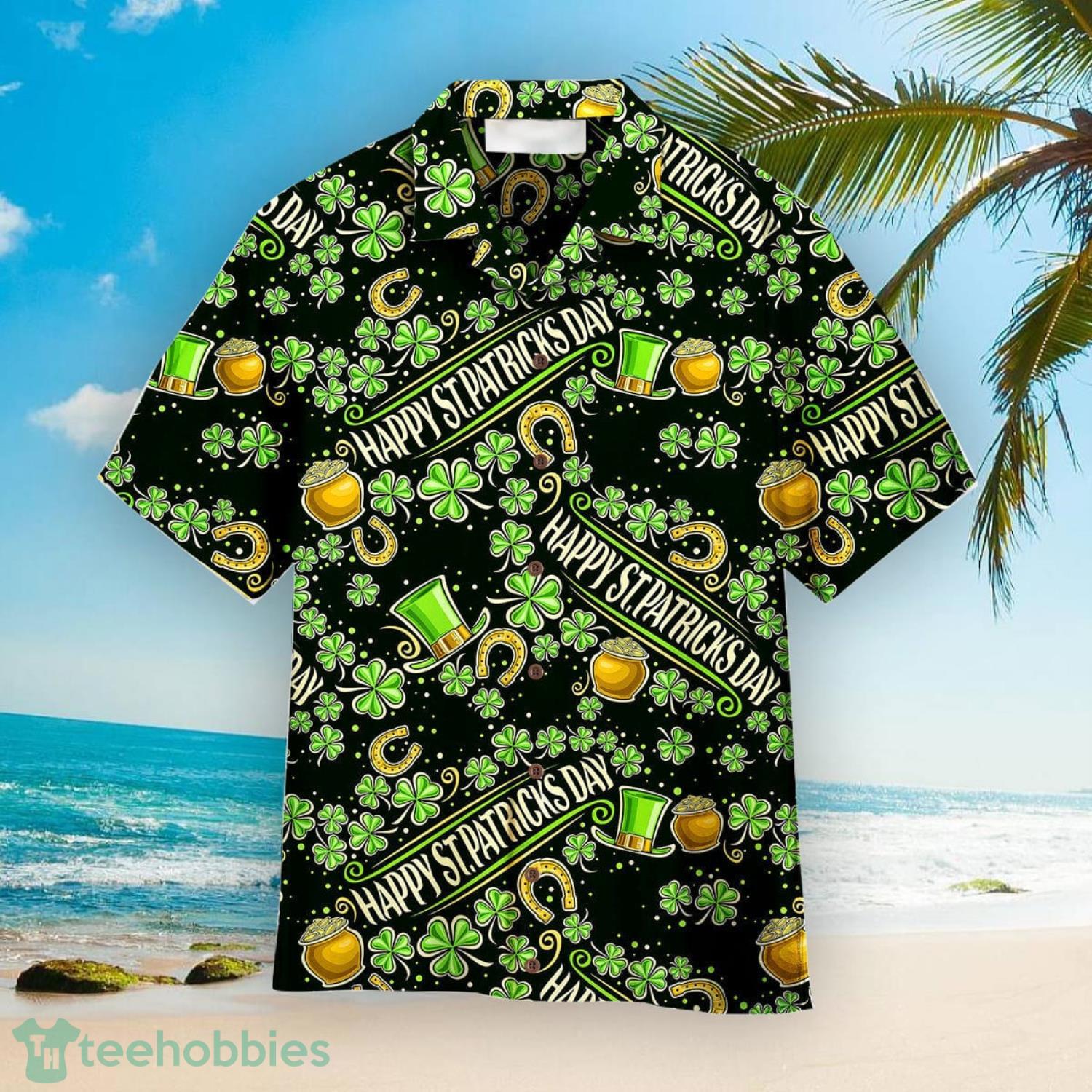 Happy St Patricks Day Lucky Pattern Aloha Happy Summer Hawaiian Shirts Product Photo 1