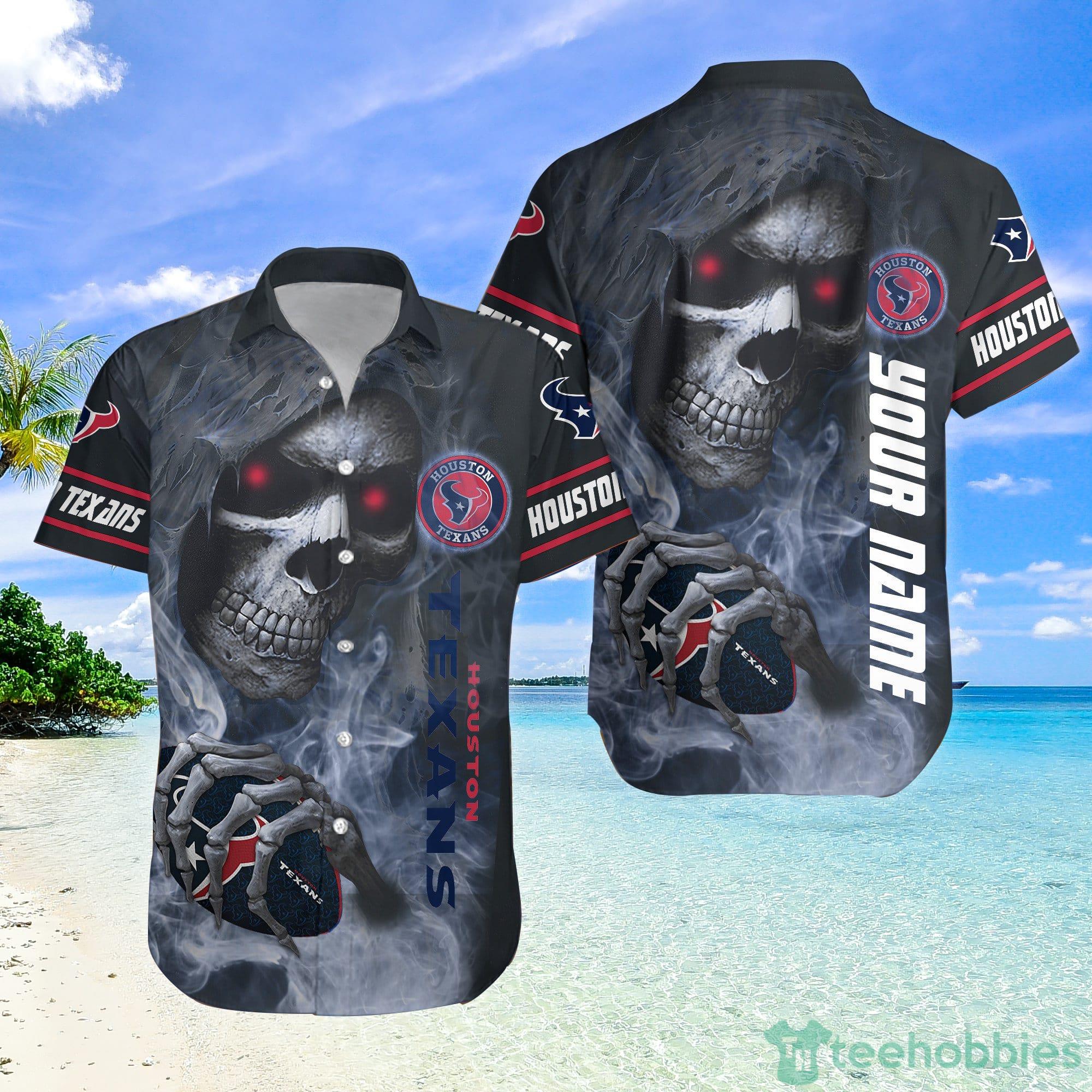 Houston Texans NFL Smoke Skull Hawaiian Shirt Halloween Gift For Fans Product Photo 1