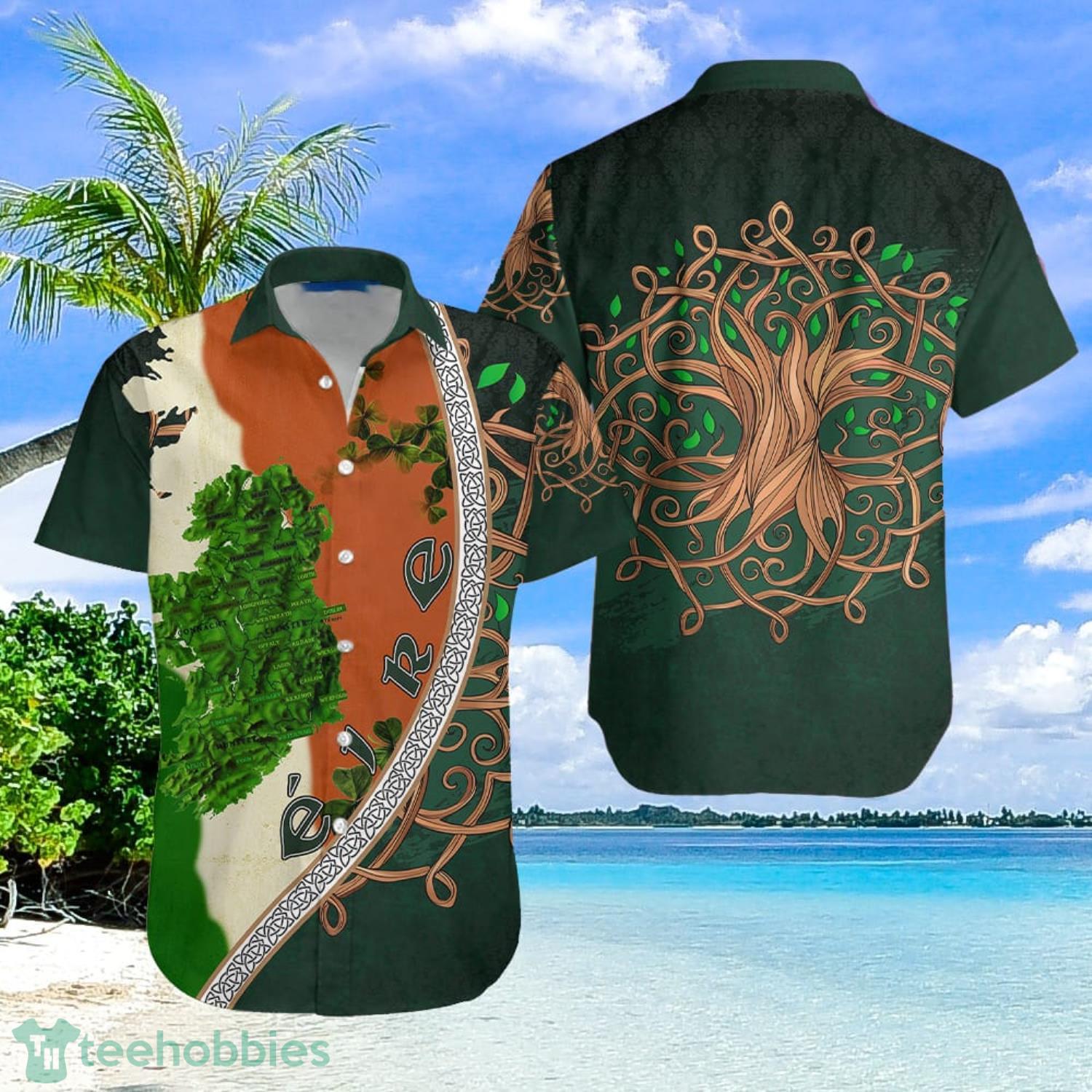 Irish Saint Patricks Day Shamrock Tree Of Life Aloha Hawaiian Shirts Product Photo 1