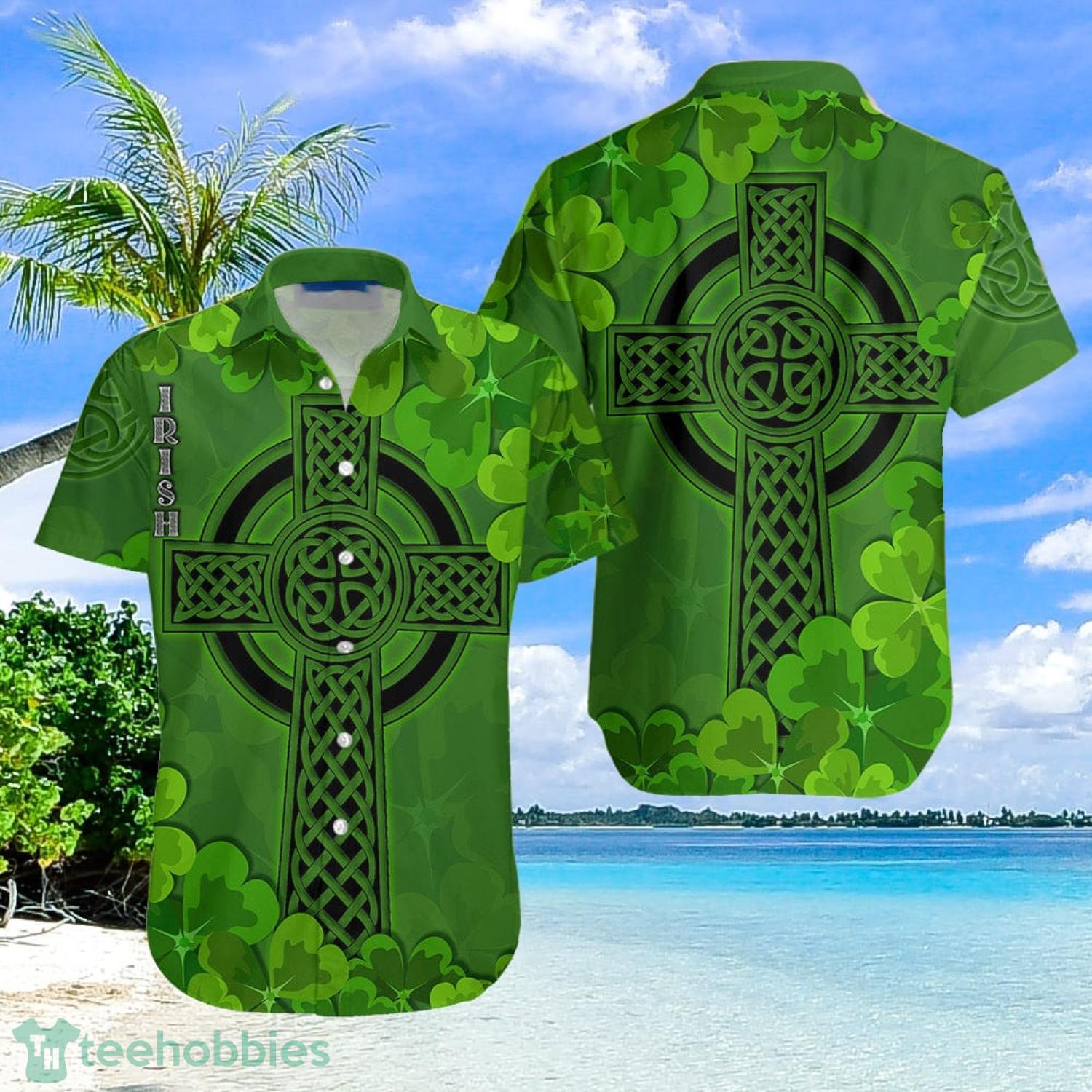 Irish St Patricks Day Cross Aloha Hawaiian Shirts Product Photo 1