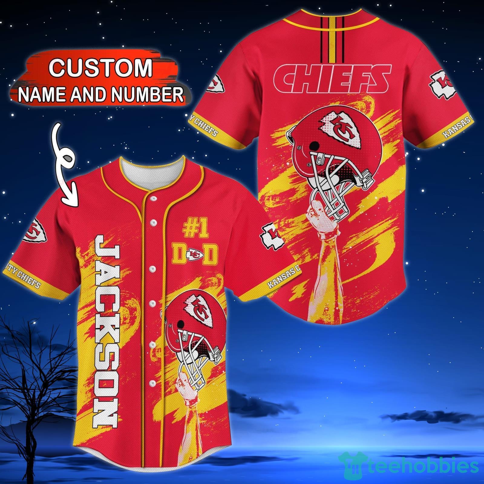 Kansas City Chiefs NFL Custom Name And Number Gift For Dad Baseball Jersey  Shirt