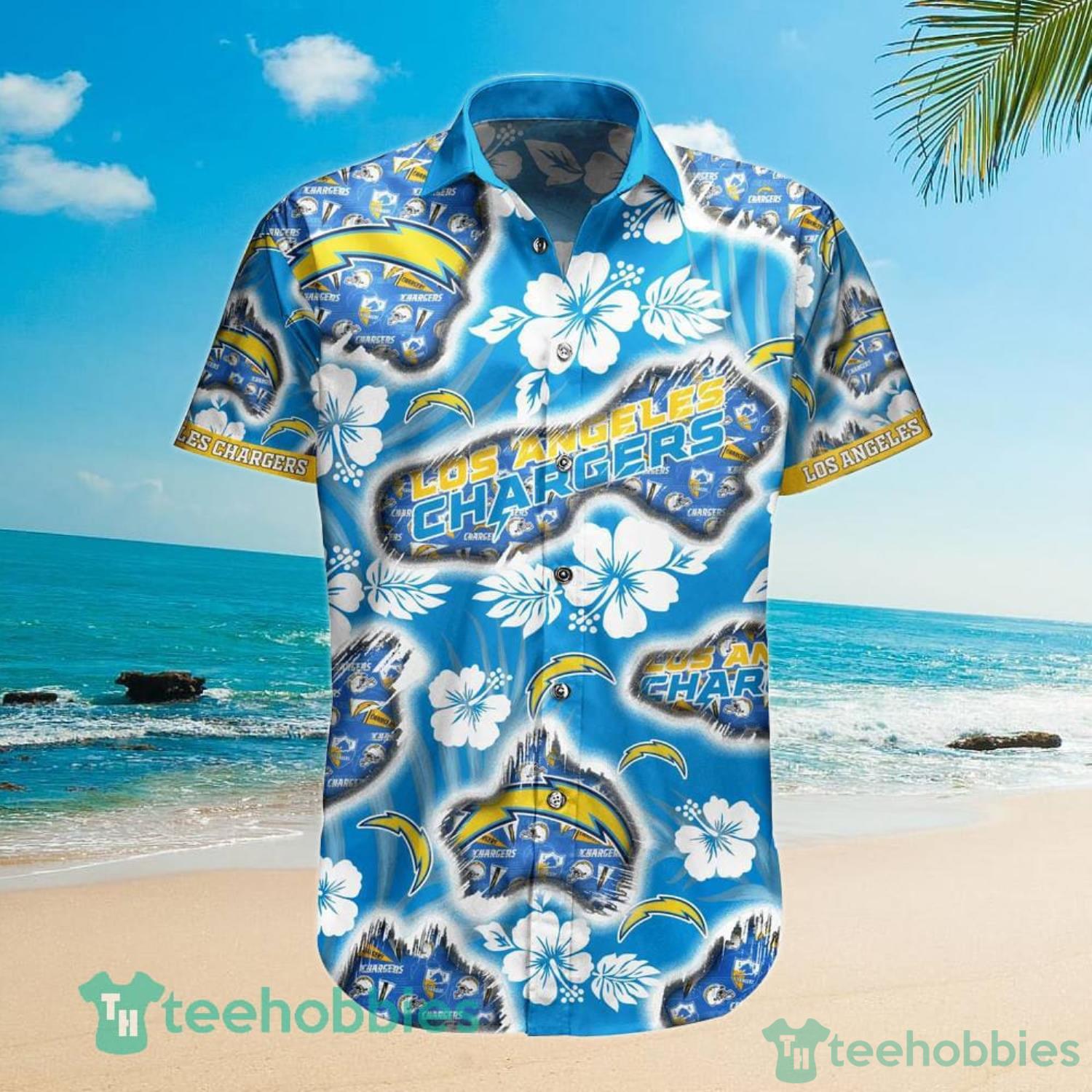 Custom Name Los Angeles Chargers Football Short Sleeve Hawaiian Shirt