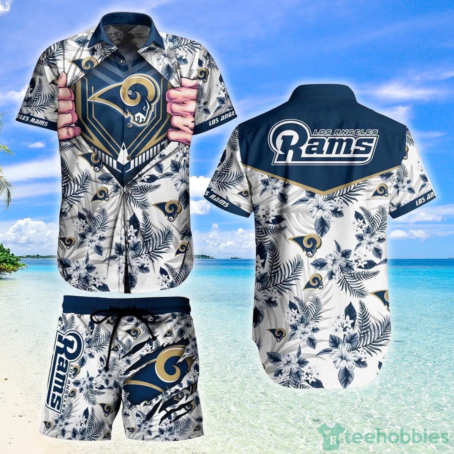 Los Angeles Rams NFL Summer 3D Hawaiian Shirt And Shorts For Men