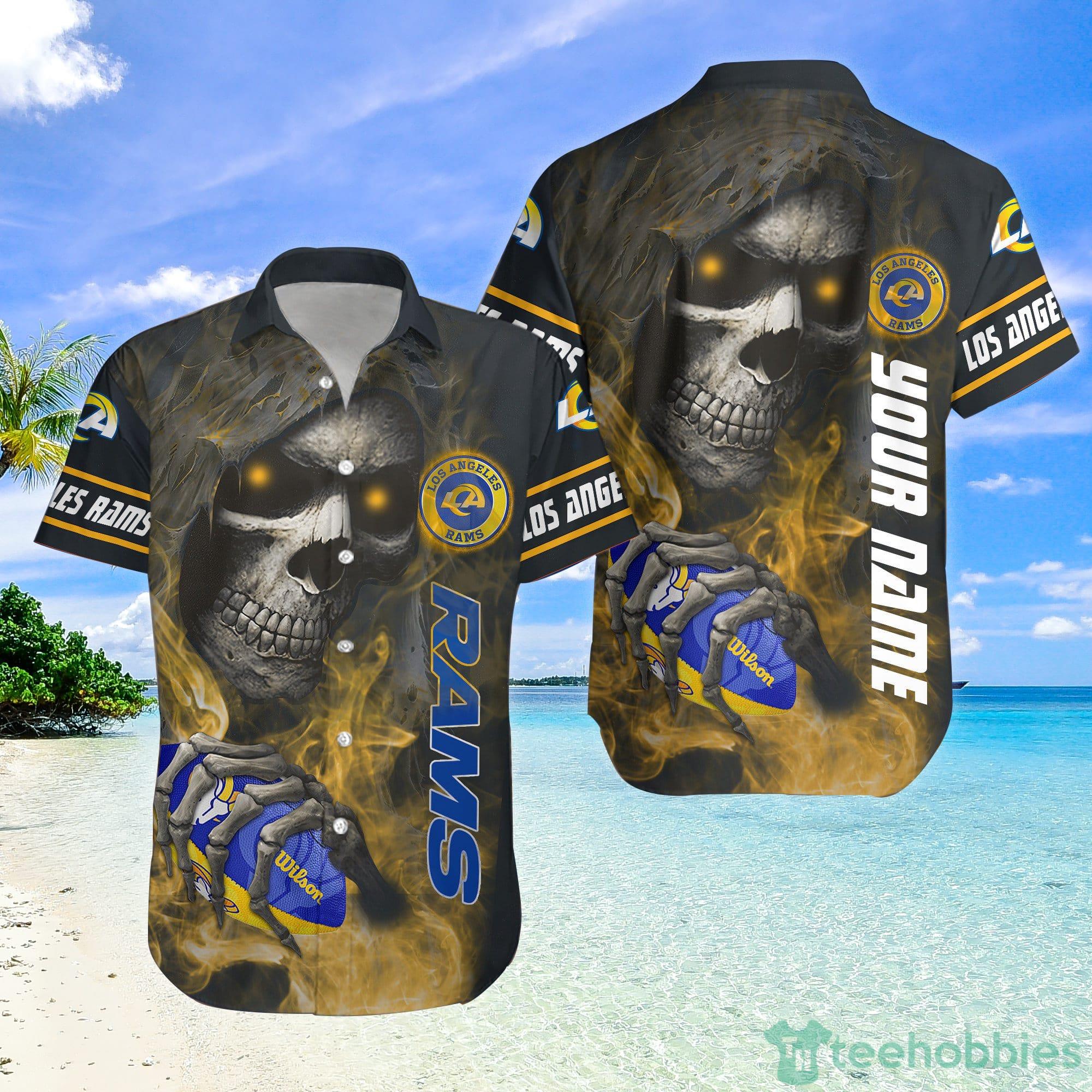 Los Angeles Rams NFL Smoke Skull Hawaiian Shirt Halloween Gift For Fans Product Photo 1