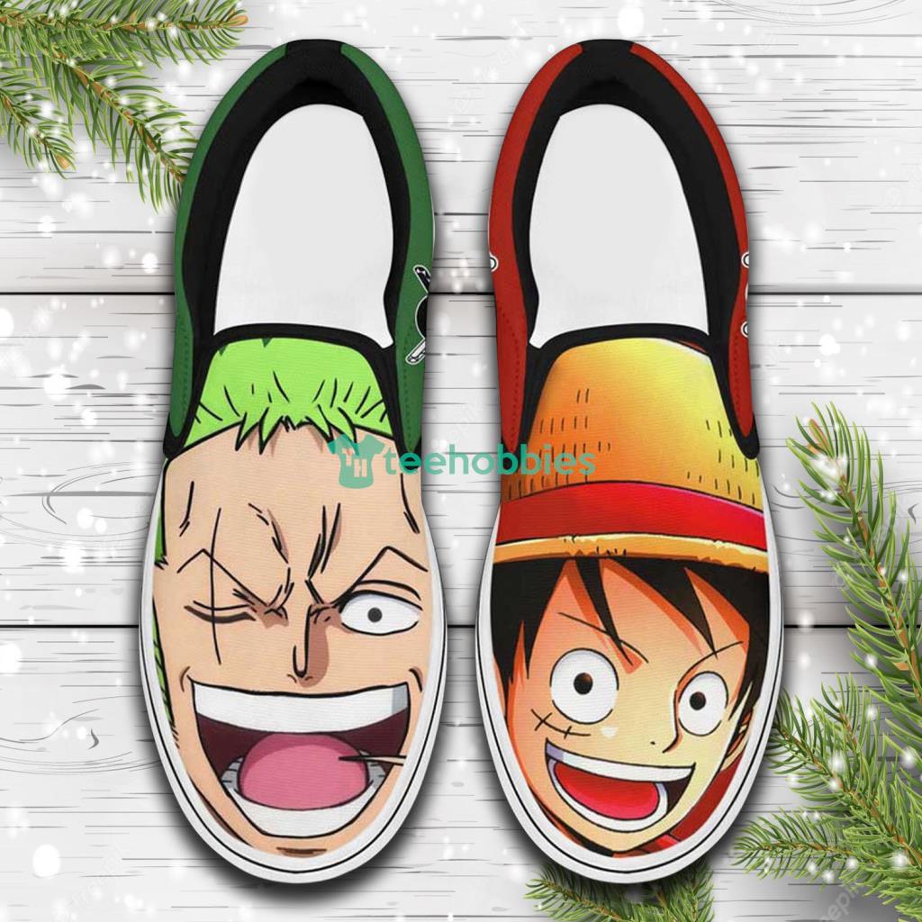 Luffy And Zoro Custom One Piece Anime Slip On Sneakers Shoes Product Photo 1 Luffy And Zoro Custom One Piece Anime Slip On Sneakers Shoes Product Photo 1