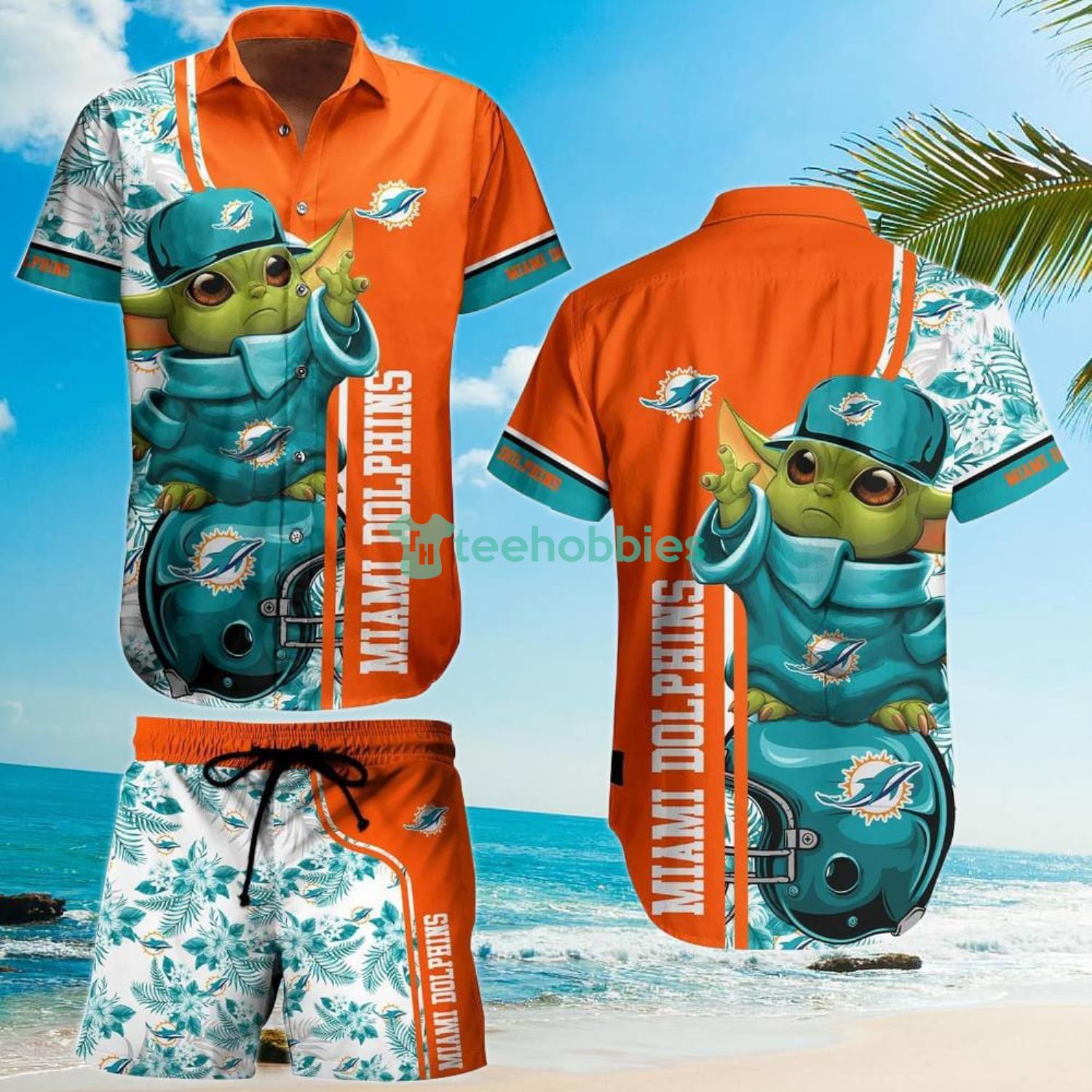 Miami Dolphins Football NFL Baby Yoda Lover Hawaiian Shirt And Short Product Photo 1