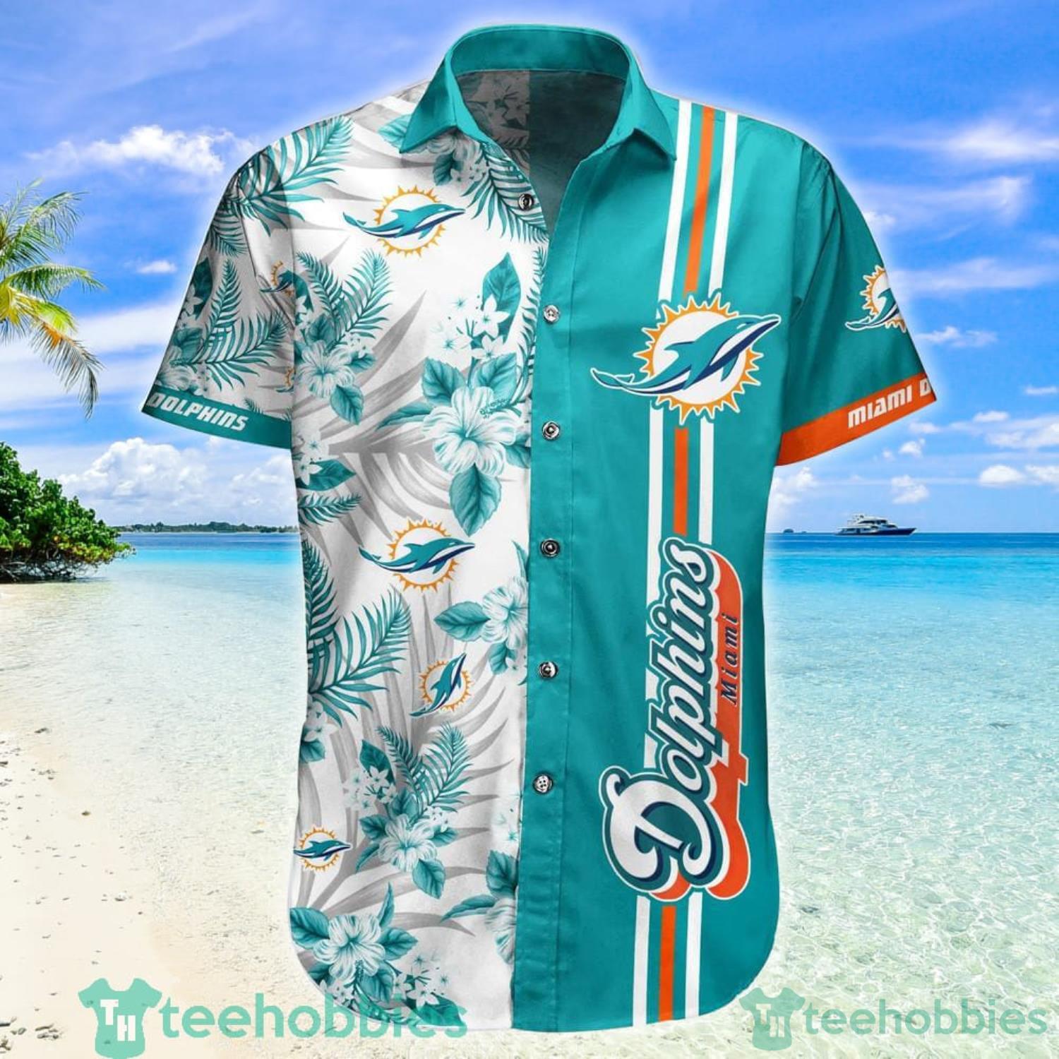 NFL Miami Dolphins Hawaiian Shirt Short Sleeve Button Up Tropical