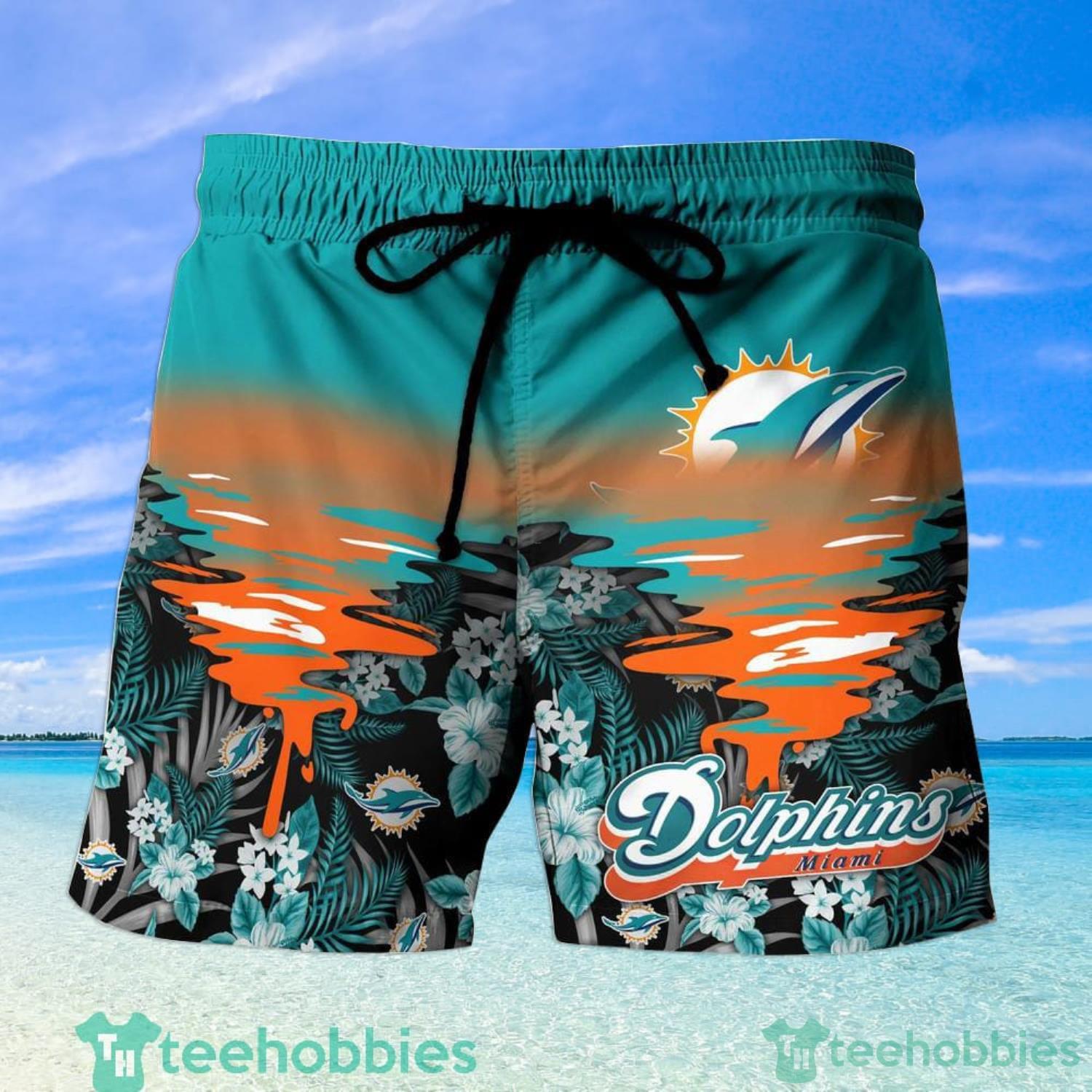 Miami Dolphins Custom Name Button-down Shirt Beach Shorts Mens