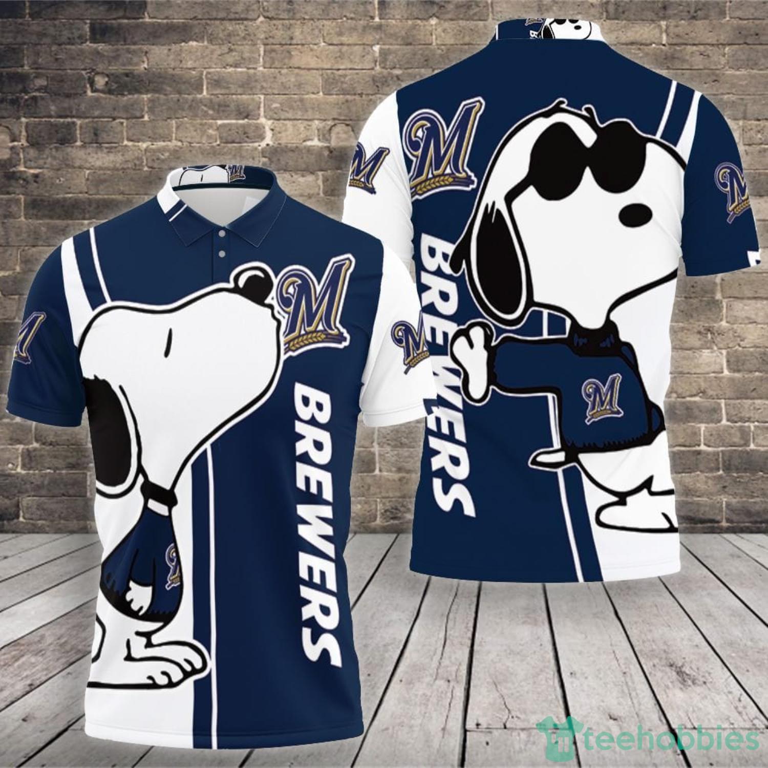 Milwaukee Brewers Snoopy Lover Polo Shirt For Sport Fans Product Photo 1