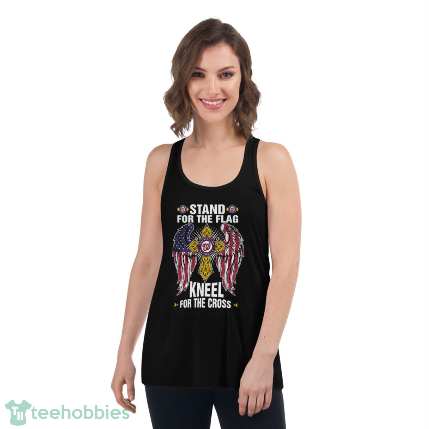 MLB Baseball Washington Nationals Stand For Flag Kneel For The Cross Shirt T Shirt - Womens Flowy Racerback Tank MLB Baseball Washington Nationals Stand For Flag Kneel For The Cross Shirt T Shirt - Womens Flowy Racerback Tank