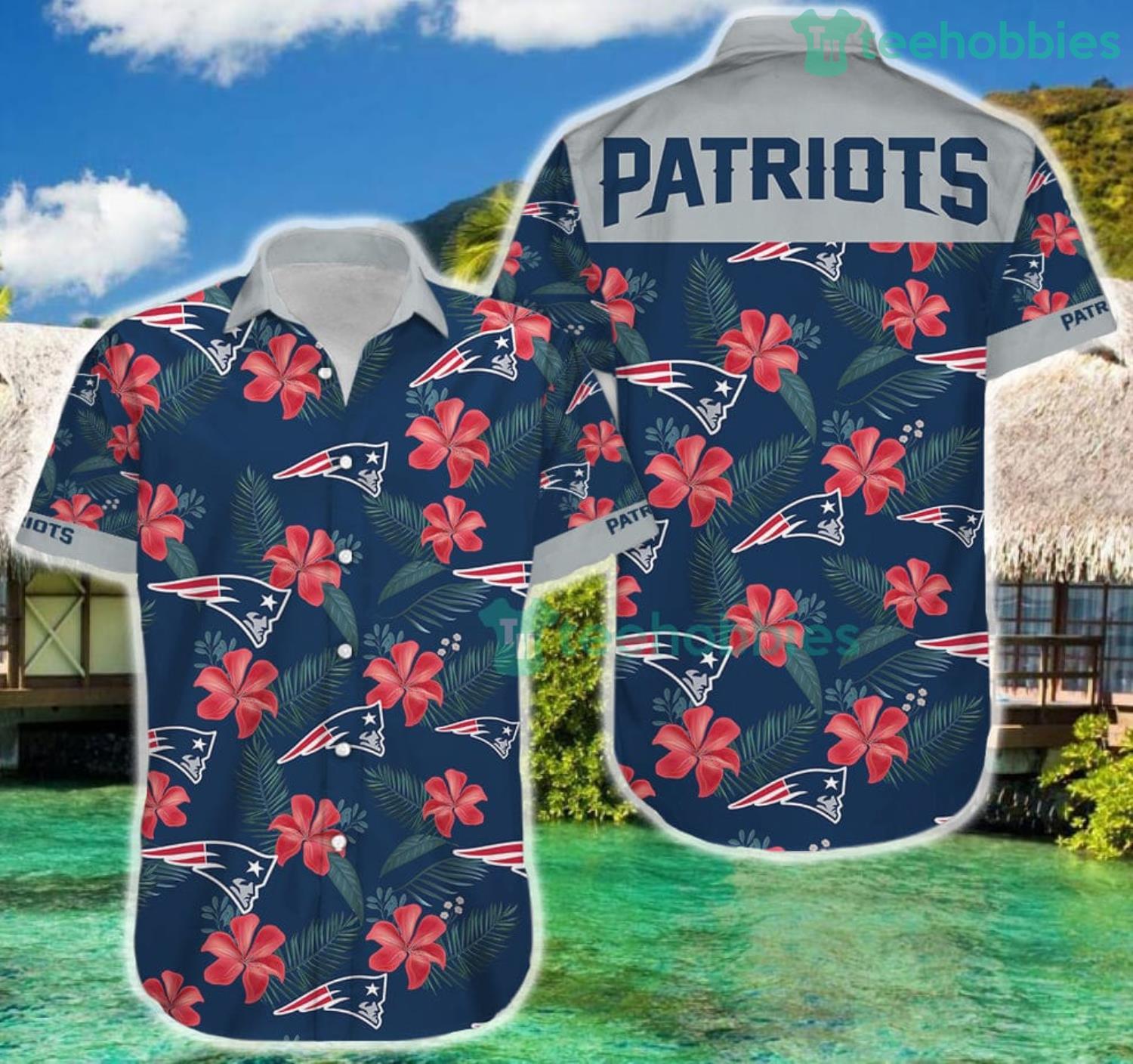 New England Patriots Flower Hawaiian Shirt And Short Product Photo 3 New England Patriots Flower Hawaiian Shirt And Short Product Photo 3