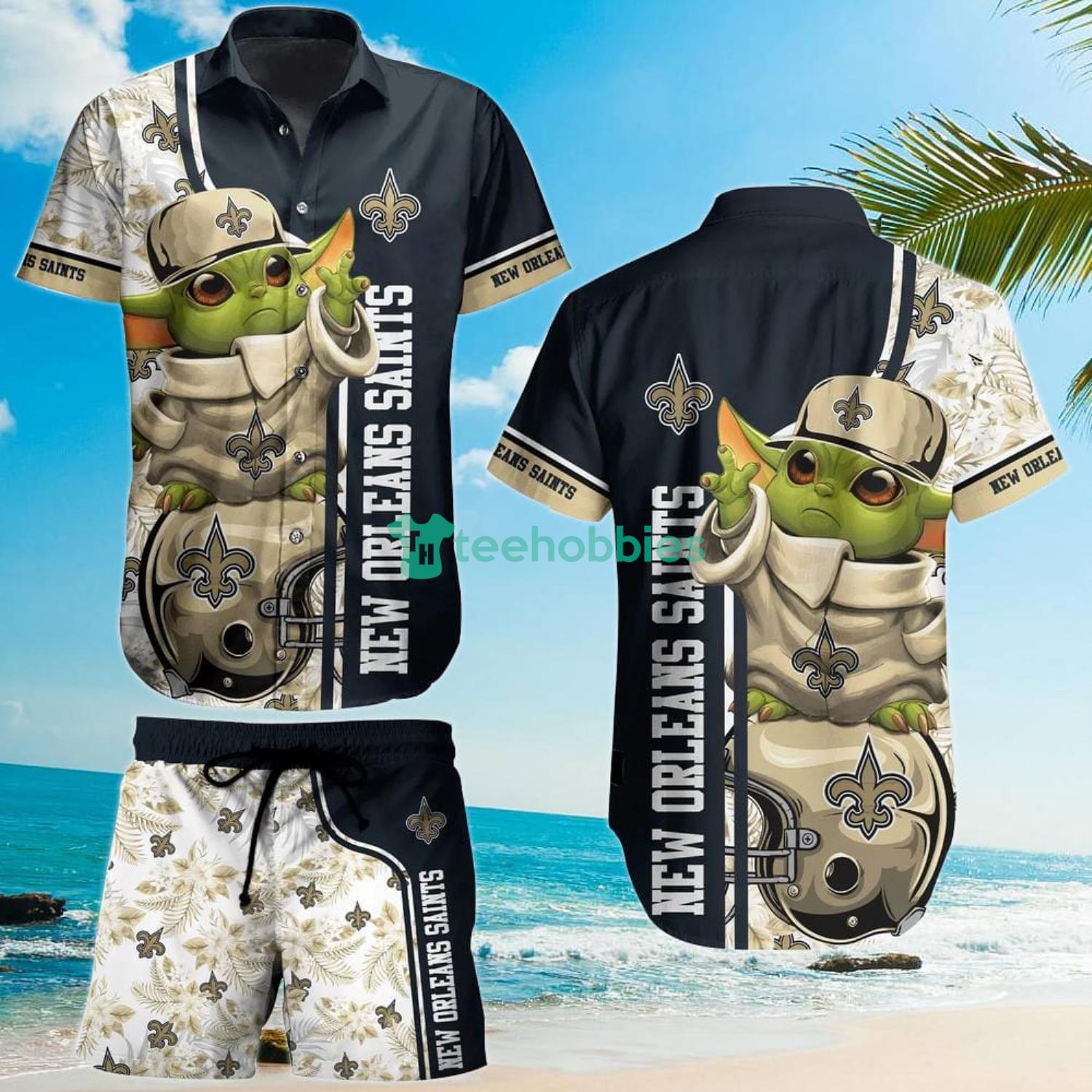 New Orleans Saints Football NFL Baby Yoda Lover Hawaiian Shirt And Short Product Photo 1