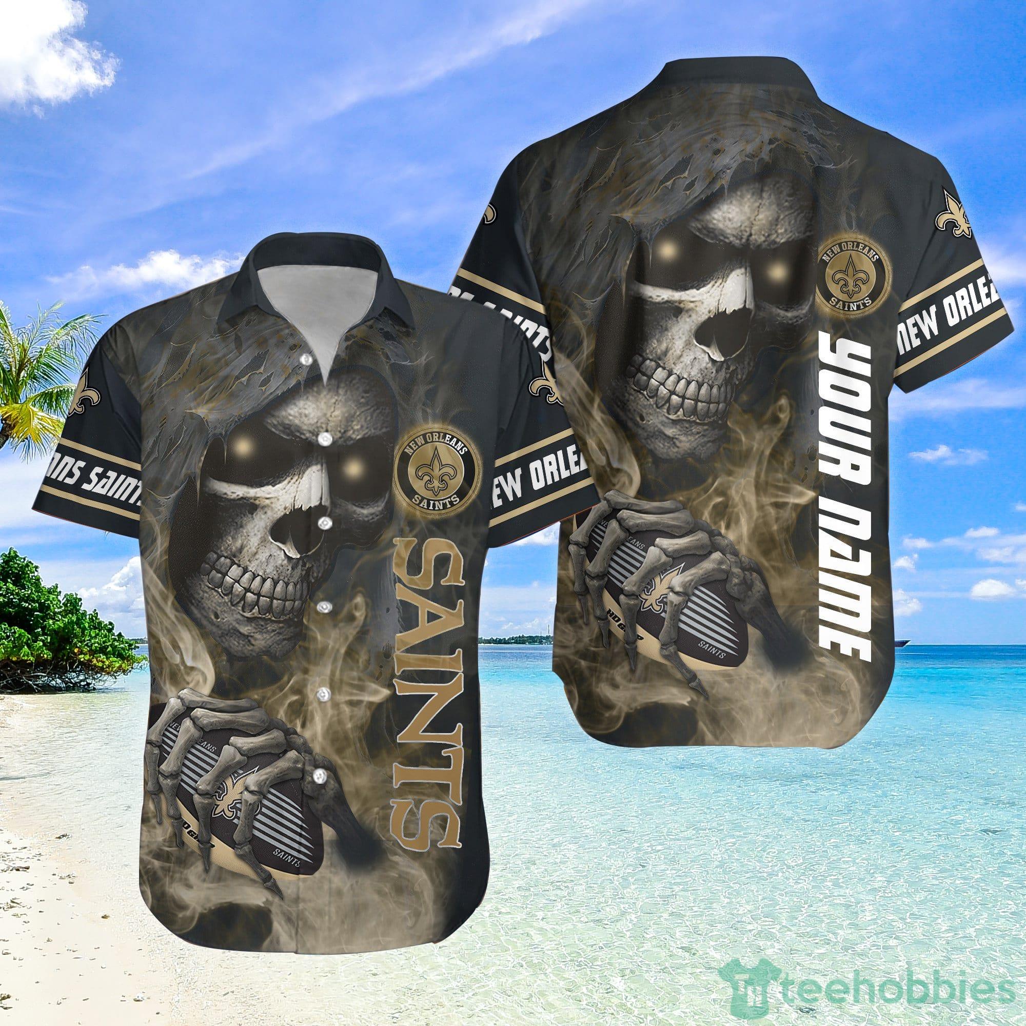 New Orleans Saints NFL Smoke Skull Hawaiian Shirt Halloween Gift For Fans Product Photo 1