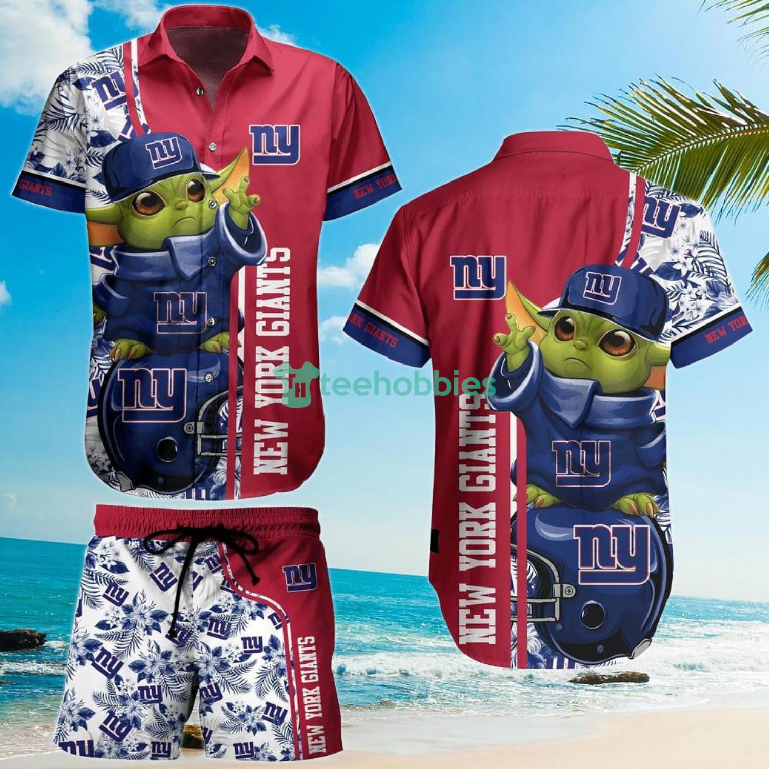 New York Giants Football NFL Baby Yoda Lover Hawaiian Shirt And Short Product Photo 1