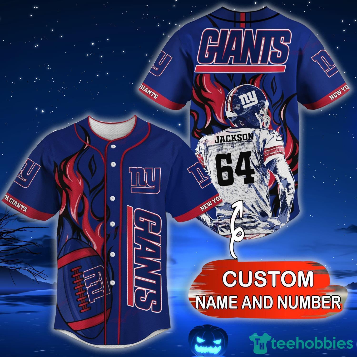 New York Giants NFL Custom Name And Number Baseball Jersey