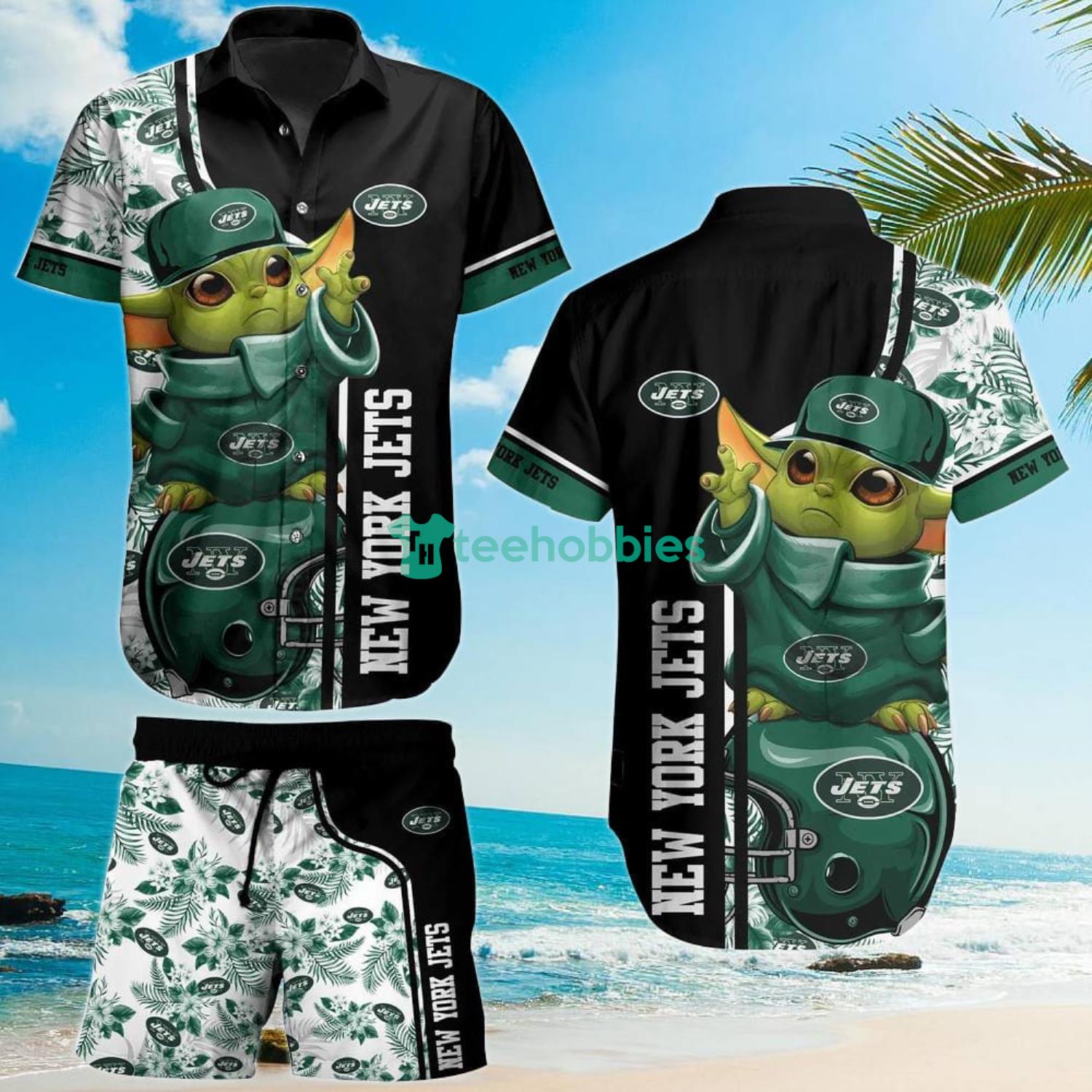 New York Jets Football NFL Baby Yoda Lover Hawaiian Shirt And Short Product Photo 1