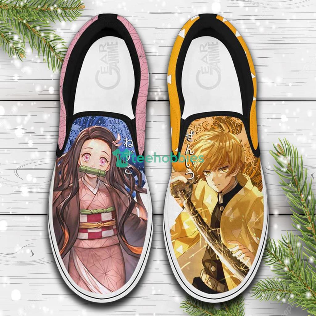 Nezuko And Zenitsu Custom Anime Demon Slayer Slip On Sneakers Shoes