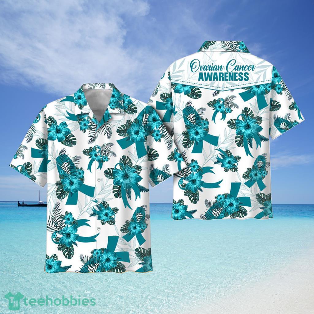 Ovarian Cancer Awareness Ribbon Hawaii Flower Hawaii Shirt - Ovarian Cancer Awareness Ribbon Hawaii Flower Hawaii Shirt
