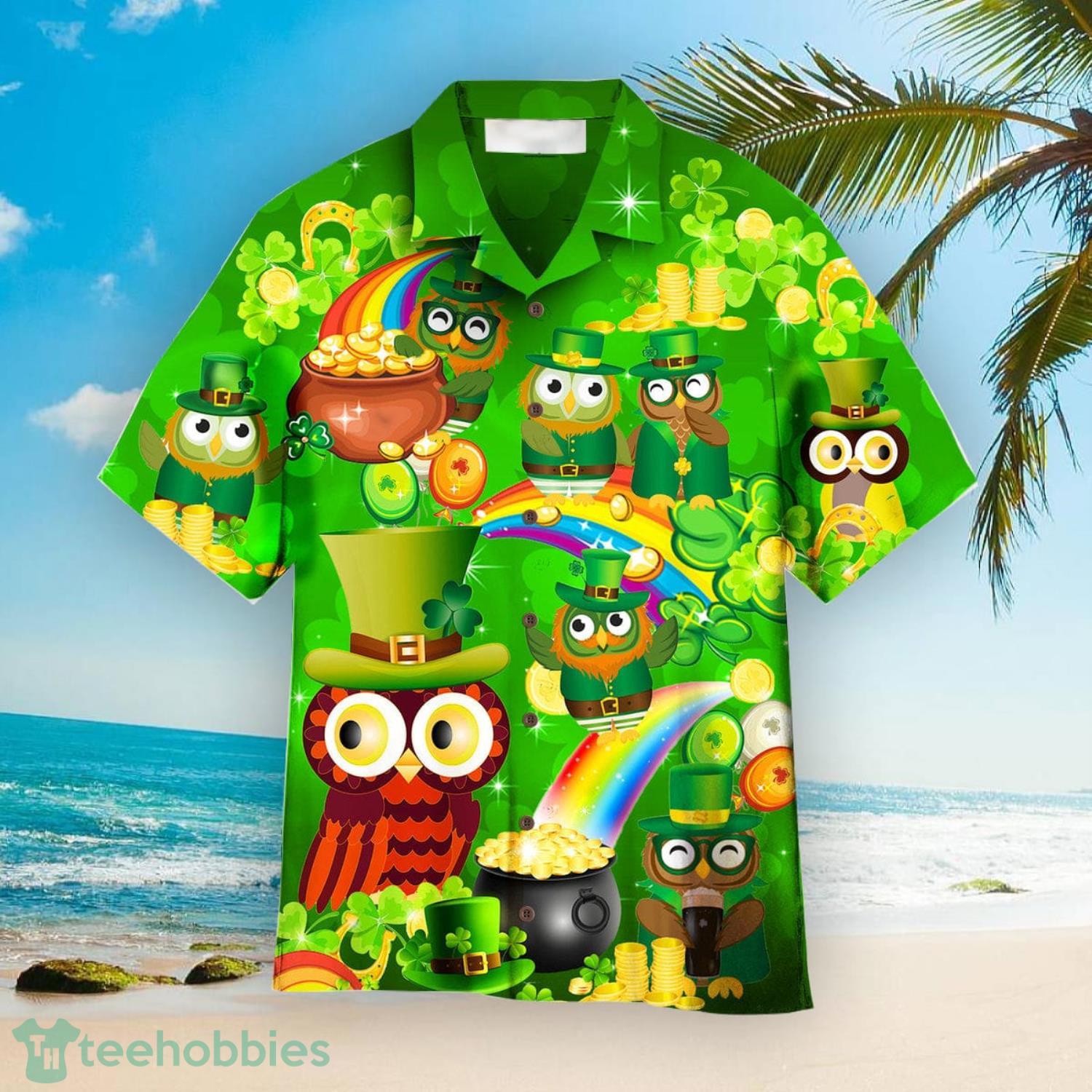 Owls Happy Saint Patricks Day Aloha Hawaiian Shirts Product Photo 1