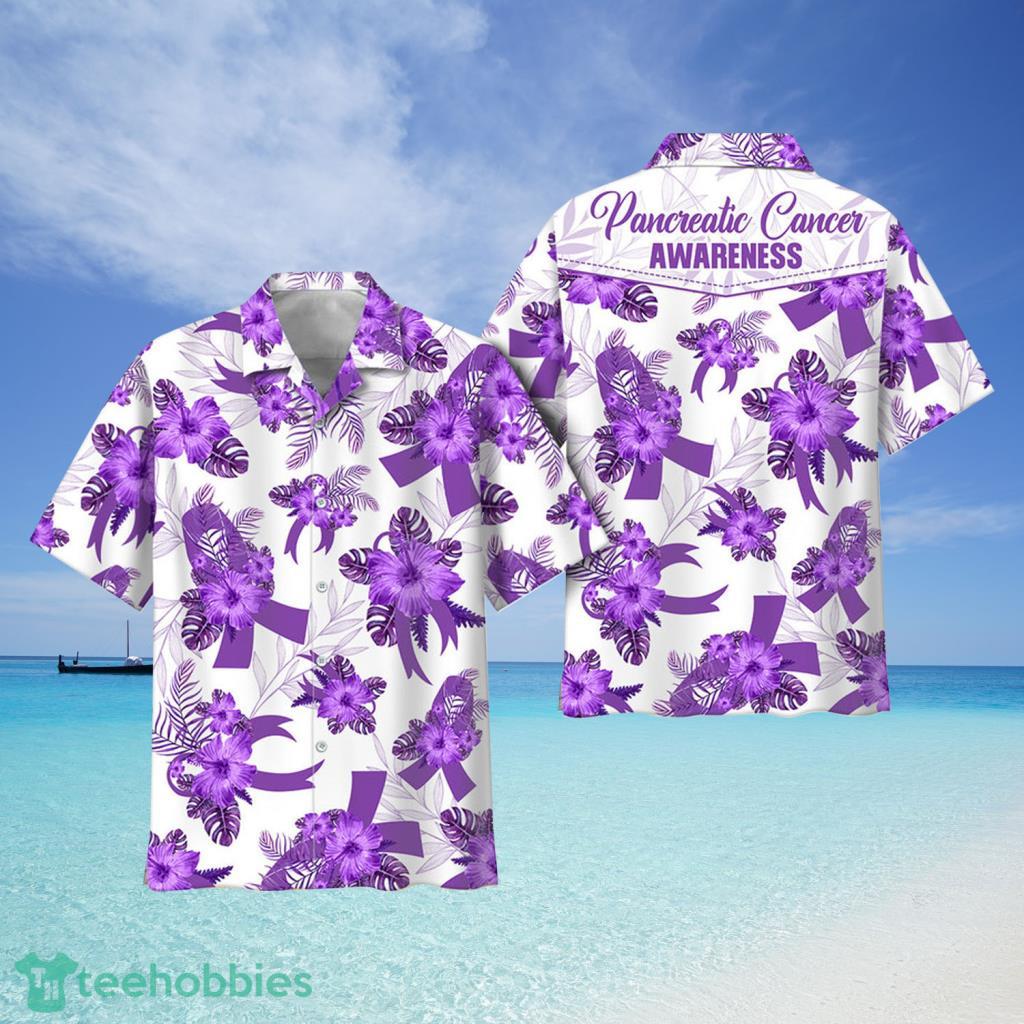 Pancreatic Cancer Awareness Ribbon Hawaii Flower Hawaii Shirt - Pancreatic Cancer Awareness Ribbon Hawaii Flower Hawaii Shirt