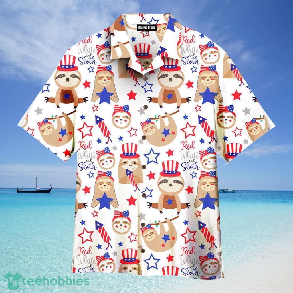 Patriotic Sloth Bears For 4th Of July Pattern Hawaiian Shirt For Men And Women - Patriotic Sloth Bears For 4th Of July Pattern Hawaiian Shirt For Men And Women