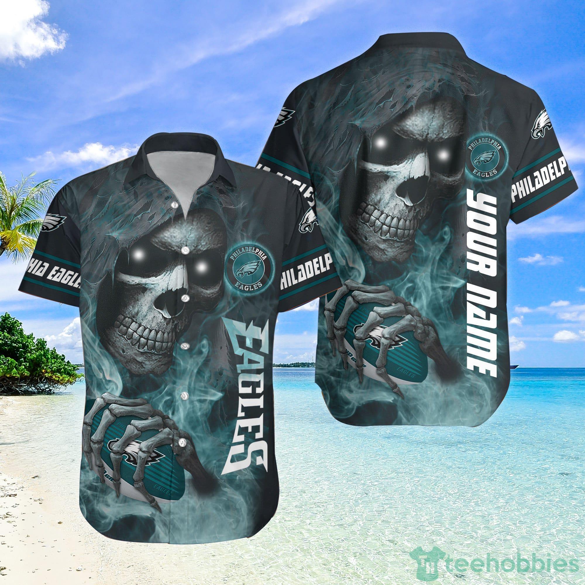 Philadelphia Eagles NFL Smoke Skull Hawaiian Shirt Halloween Gift For Fans Product Photo 1