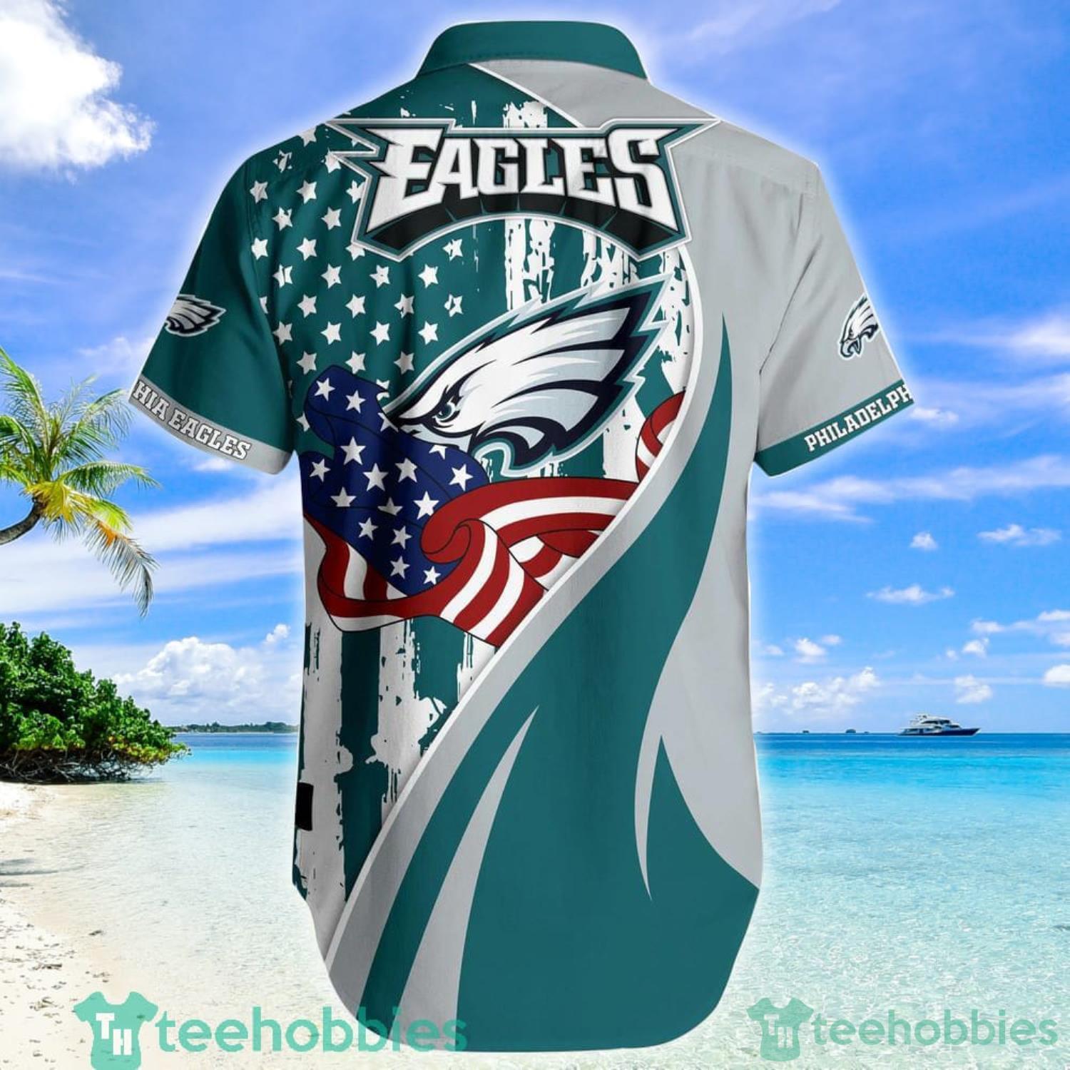 Philadelphia Eagles 2 Piece Hawaiian Shirts Beach Shorts Set Zip up Shirts