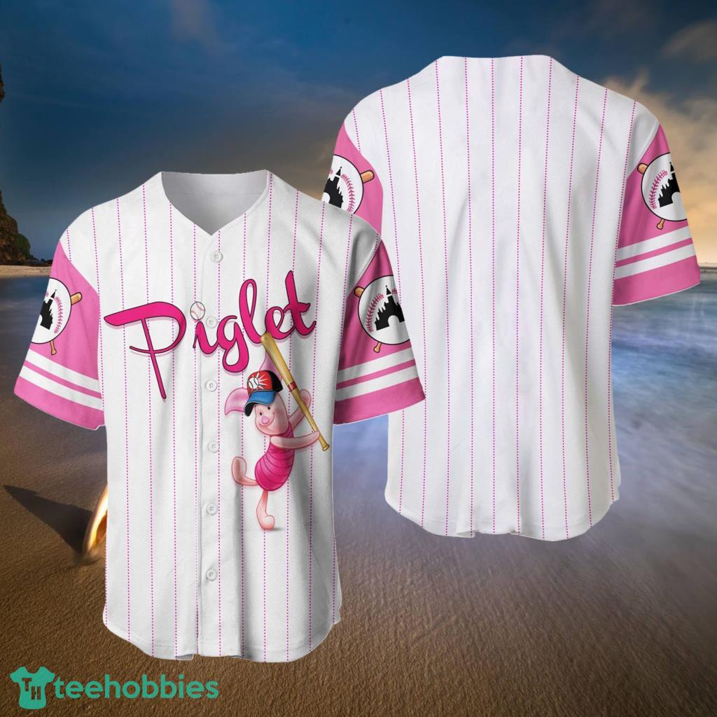 Piglet Pig White Pink Disney Baseball Jerseys For Men And Women - Piglet Pig White Pink Disney Baseball Jerseys For Men And Women