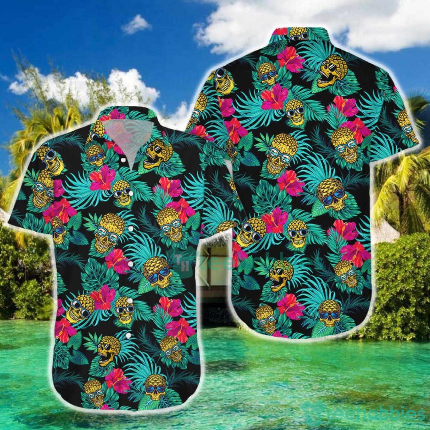 Pineapple Skull Hawaiian Shirt Tropical Skull Beach Short 