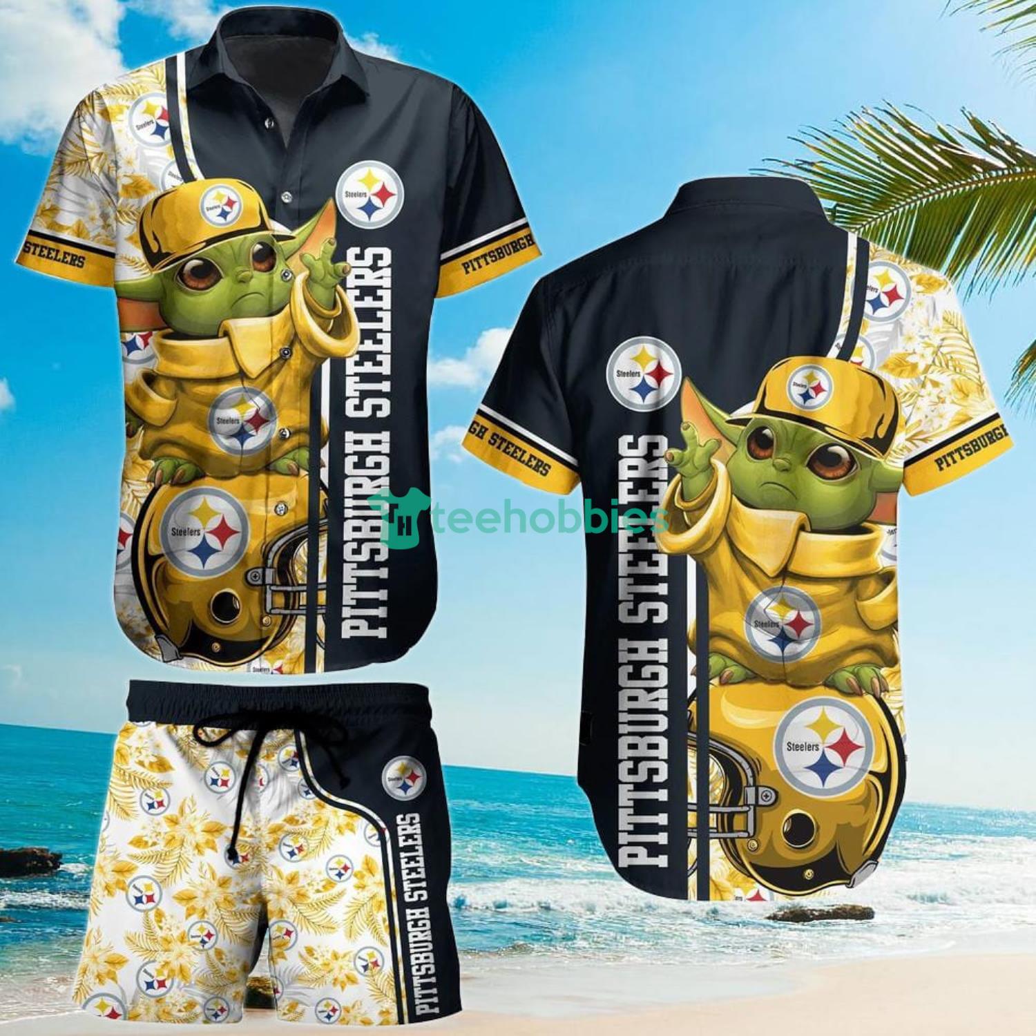 Pittsburgh Steelers Football NFL Baby Yoda Lover Hawaiian Shirt And Short Product Photo 1