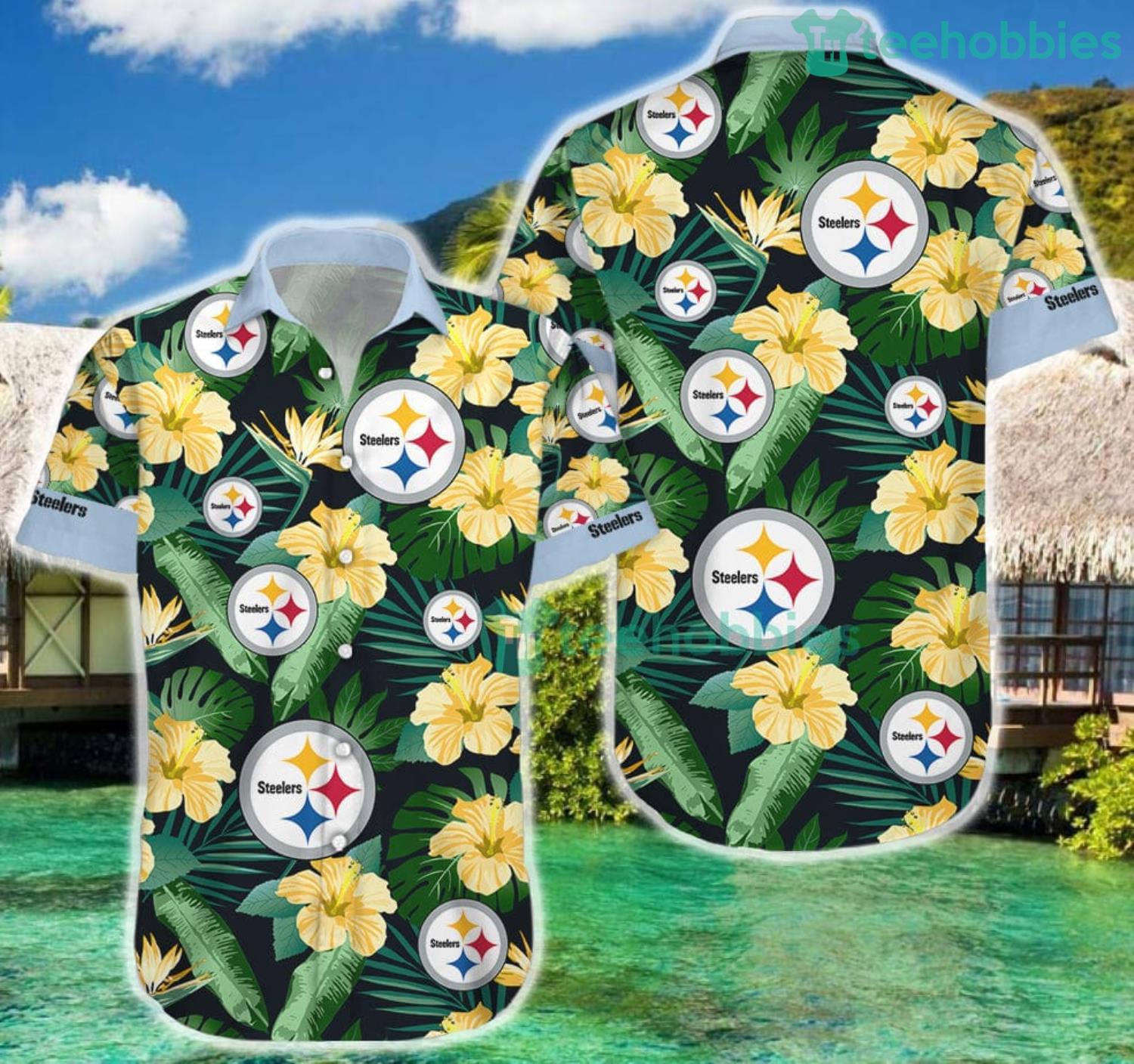 Pittsburgh Steelers Custom Name NFL Floral Hawaiian Shirt And