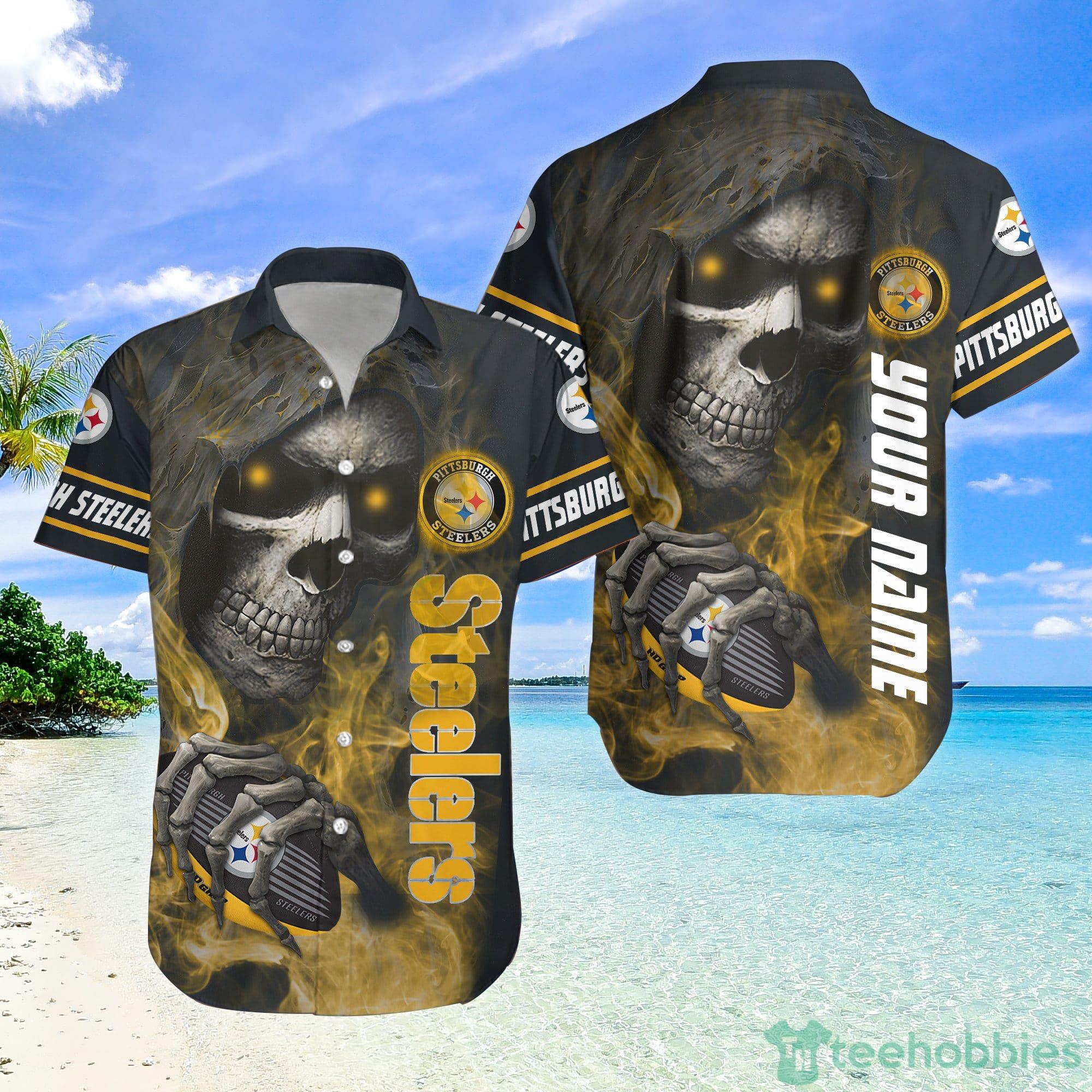 Pittsburgh Steelers NFL Smoke Skull Hawaiian Shirt Halloween Gift For Fans Product Photo 1