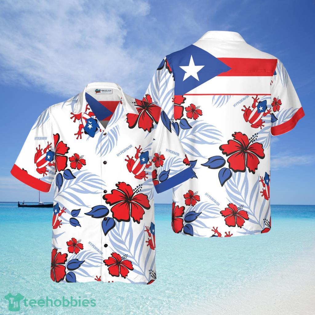 Turtle Puerto Rico Flag Hibiscus Aloha Hawaiian Shirt For Women