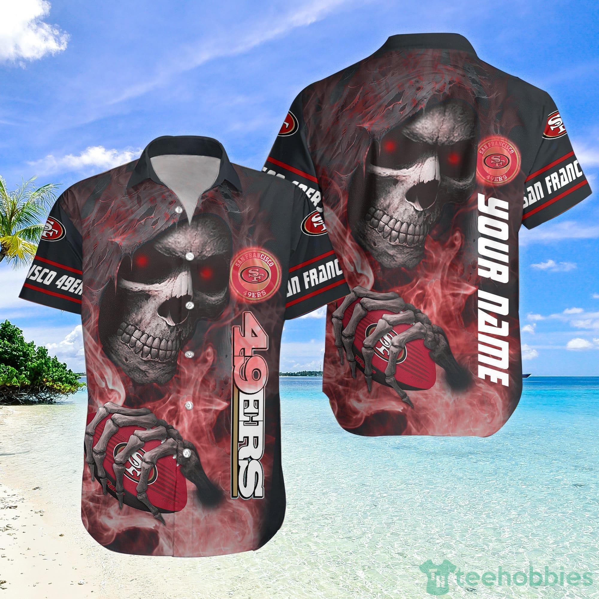 San Francisco 49ers NFL Smoke Skull Hawaiian Shirt Halloween Gift For Fans Product Photo 1