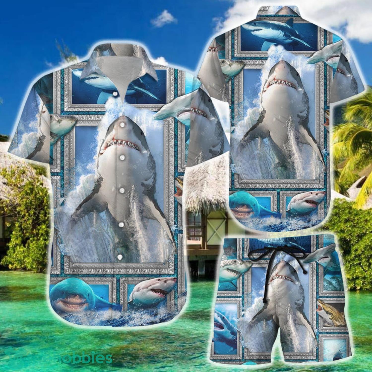 Button Up Shark Hawaiian Shirt, Shark Aloha Shirt, Animal