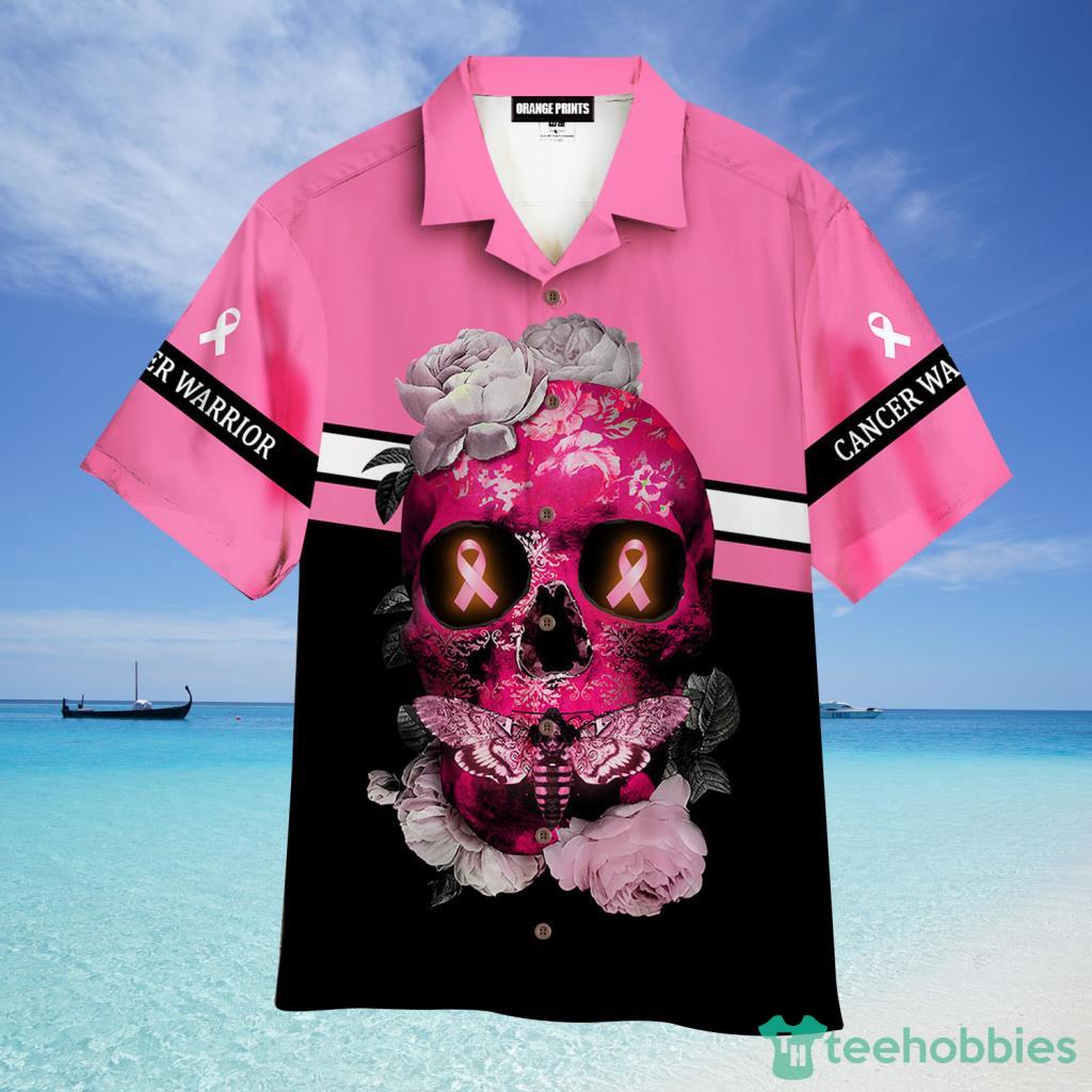 Skull Flower Breast Cancer Awareness Aloha Hawaiian Shirt For Men And Women - Skull Flower Breast Cancer Awareness Aloha Hawaiian Shirt For Men And Women