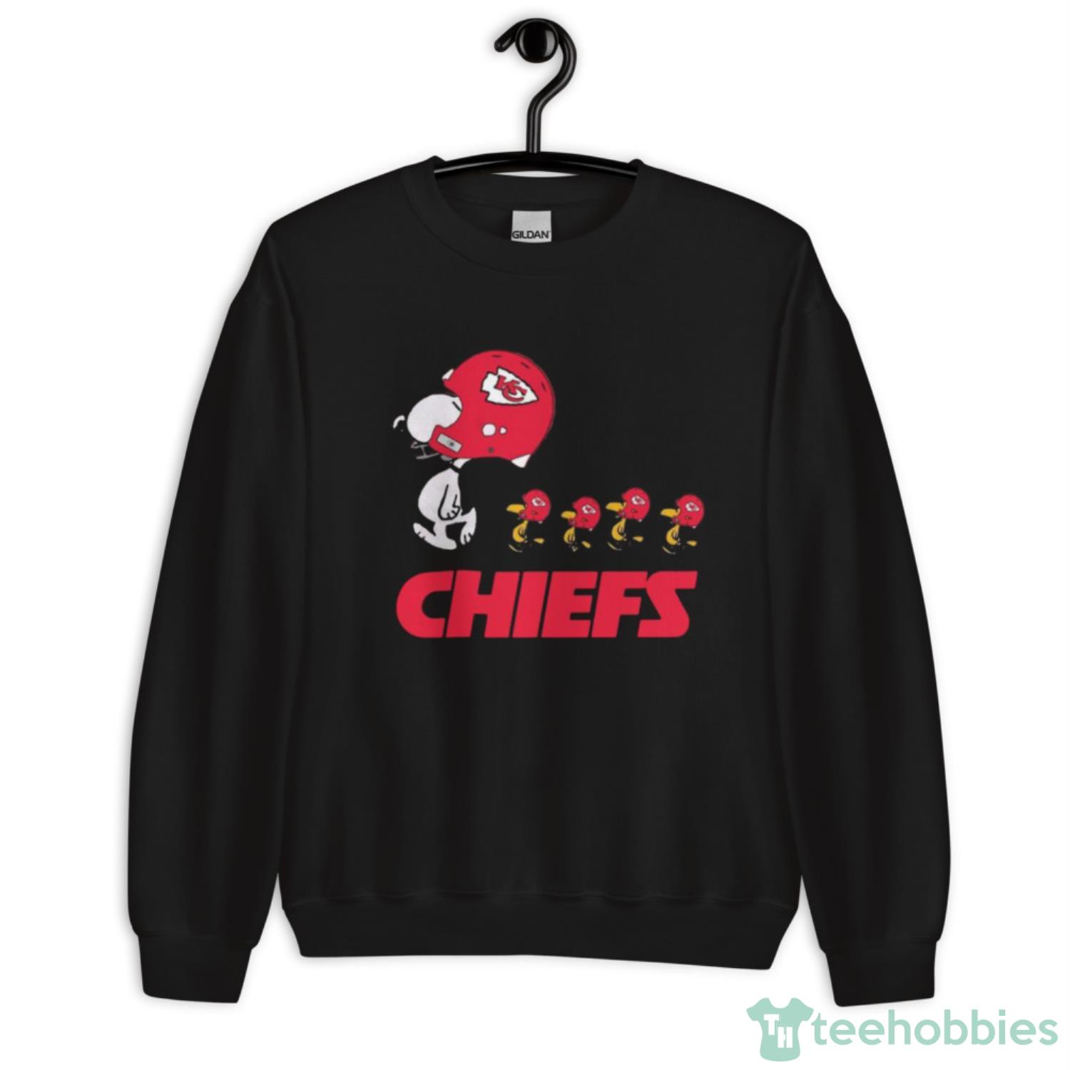 Woodstock and Snoopy on dog house Kansas City Chiefs Christmas shirt -  Limotees