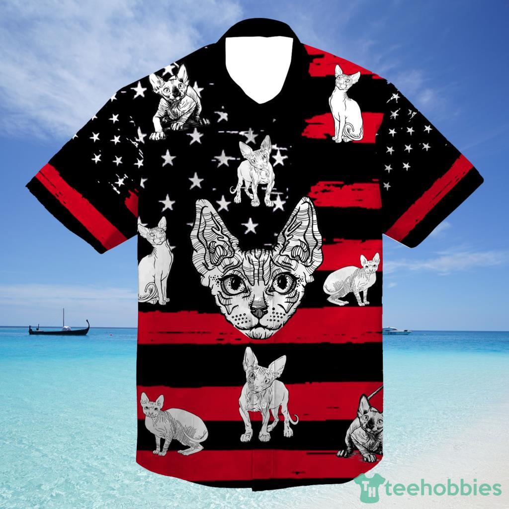 Sphynx Cat US Flag Unisex Hawaiian Shirt 4Th July Gift - Sphynx Cat US Flag Unisex Hawaiian Shirt 4Th July Gift