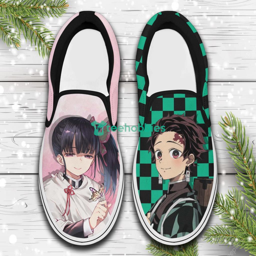 Tanjiro And Kanao Demon Slayer Custom Anime Slip On Sneakers Shoes