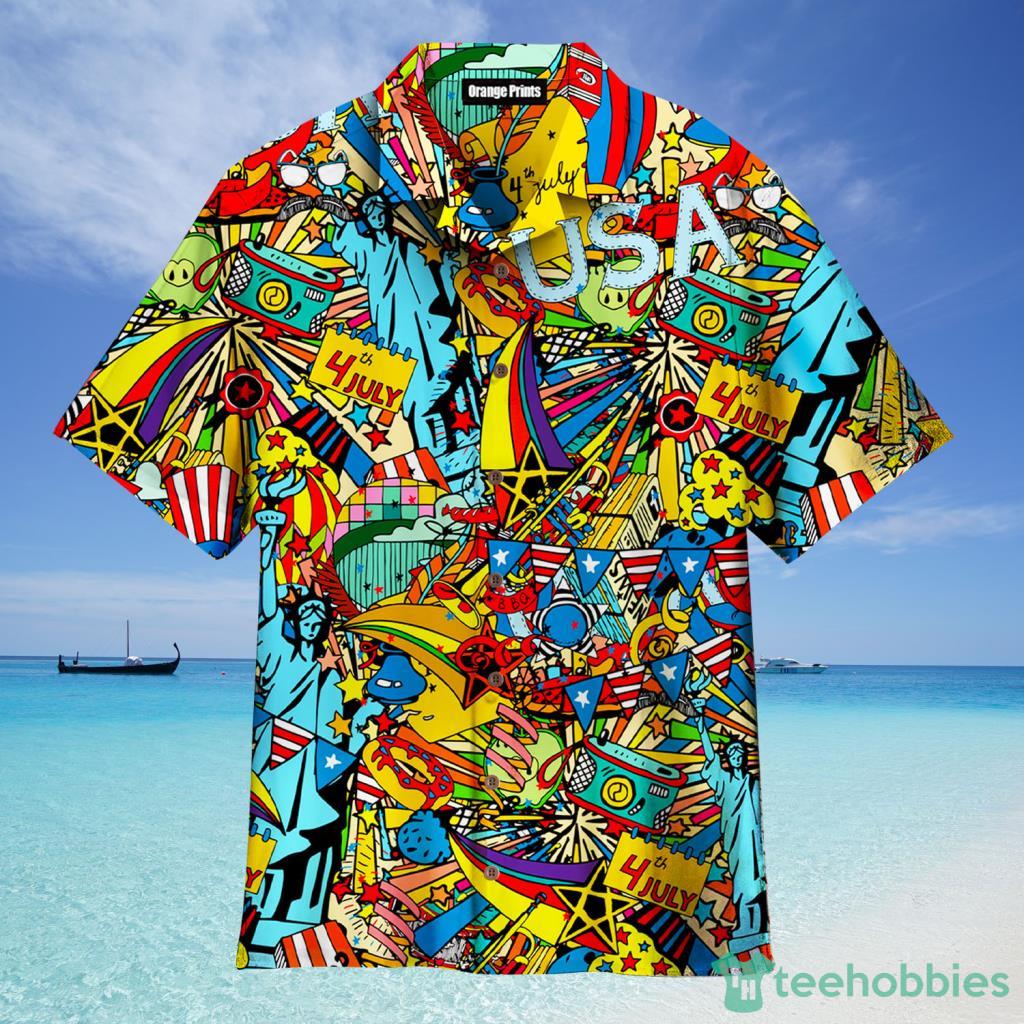 The 4th Of July Independence Doodles Aloha Hawaiian Shirt For Men And Women - The 4th Of July Independence Doodles Aloha Hawaiian Shirt For Men And Women