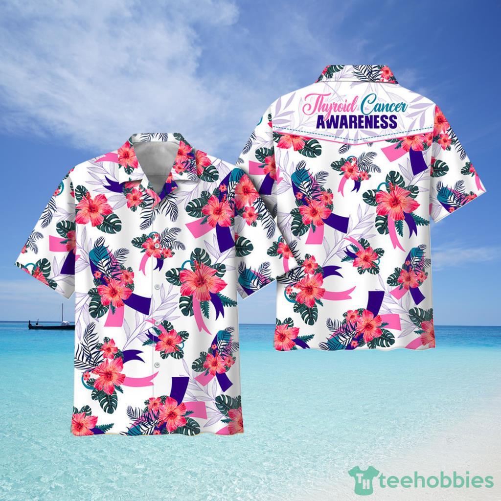Thyroid Cancer Awareness Ribbon Hawaii Flower Hawaii Shirt - Thyroid Cancer Awareness Ribbon Hawaii Flower Hawaii Shirt